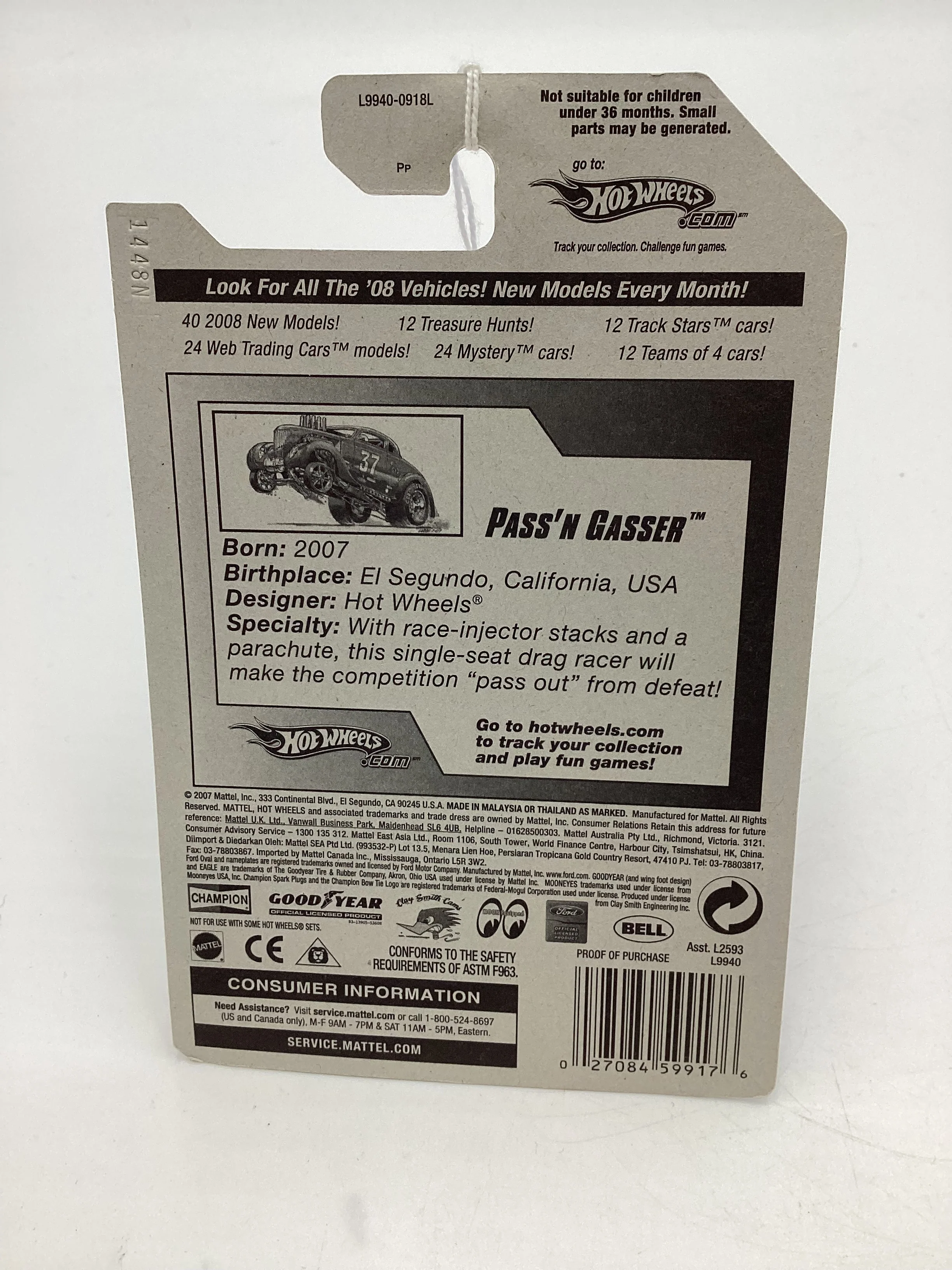 2008 Hot Wheels New Models #25 Pass N Gasser Yellow 56E - Image 7