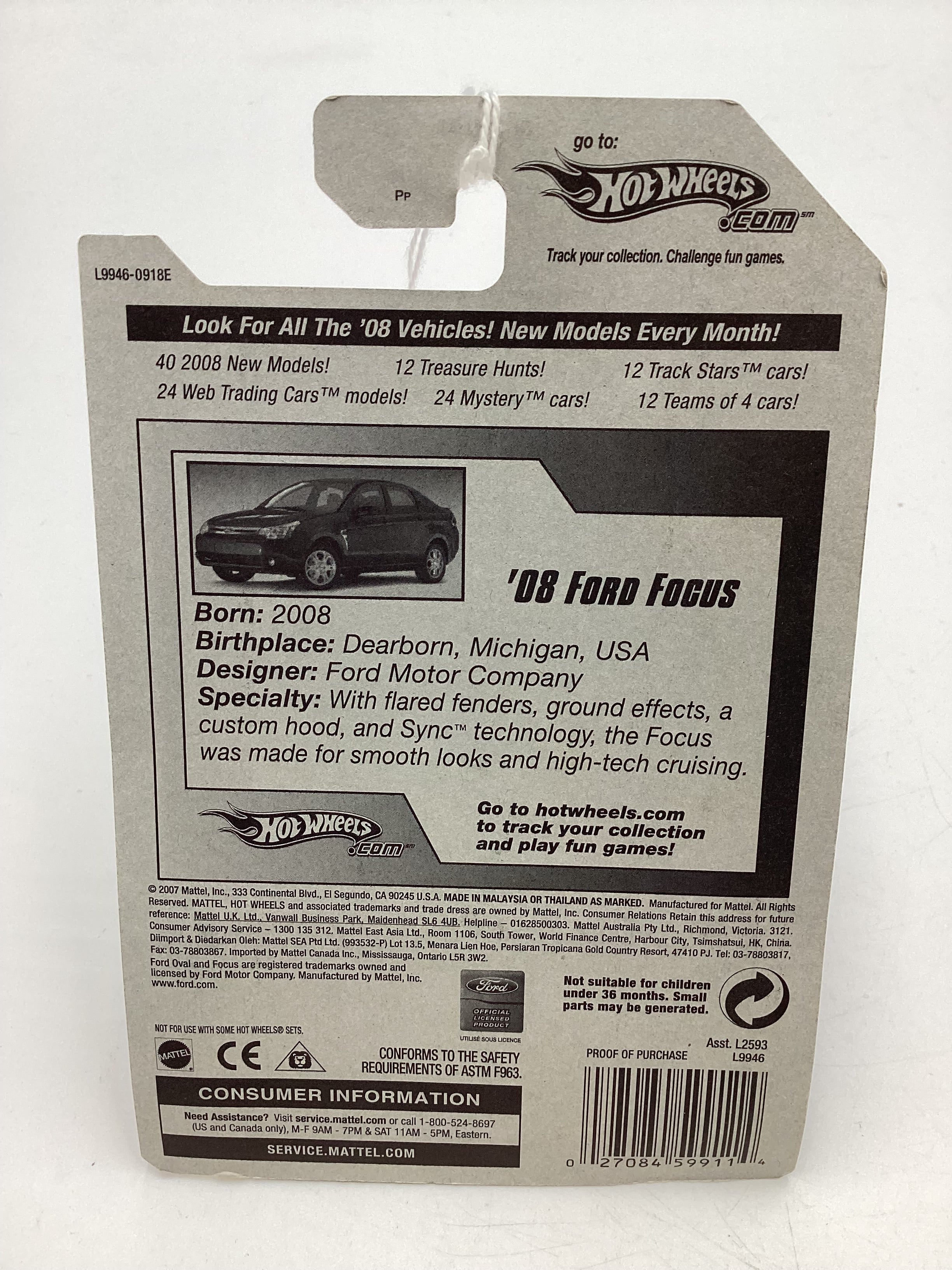 2008 Hot Wheels New Models #31 08 Ford Focus Orange 20i - Image 7