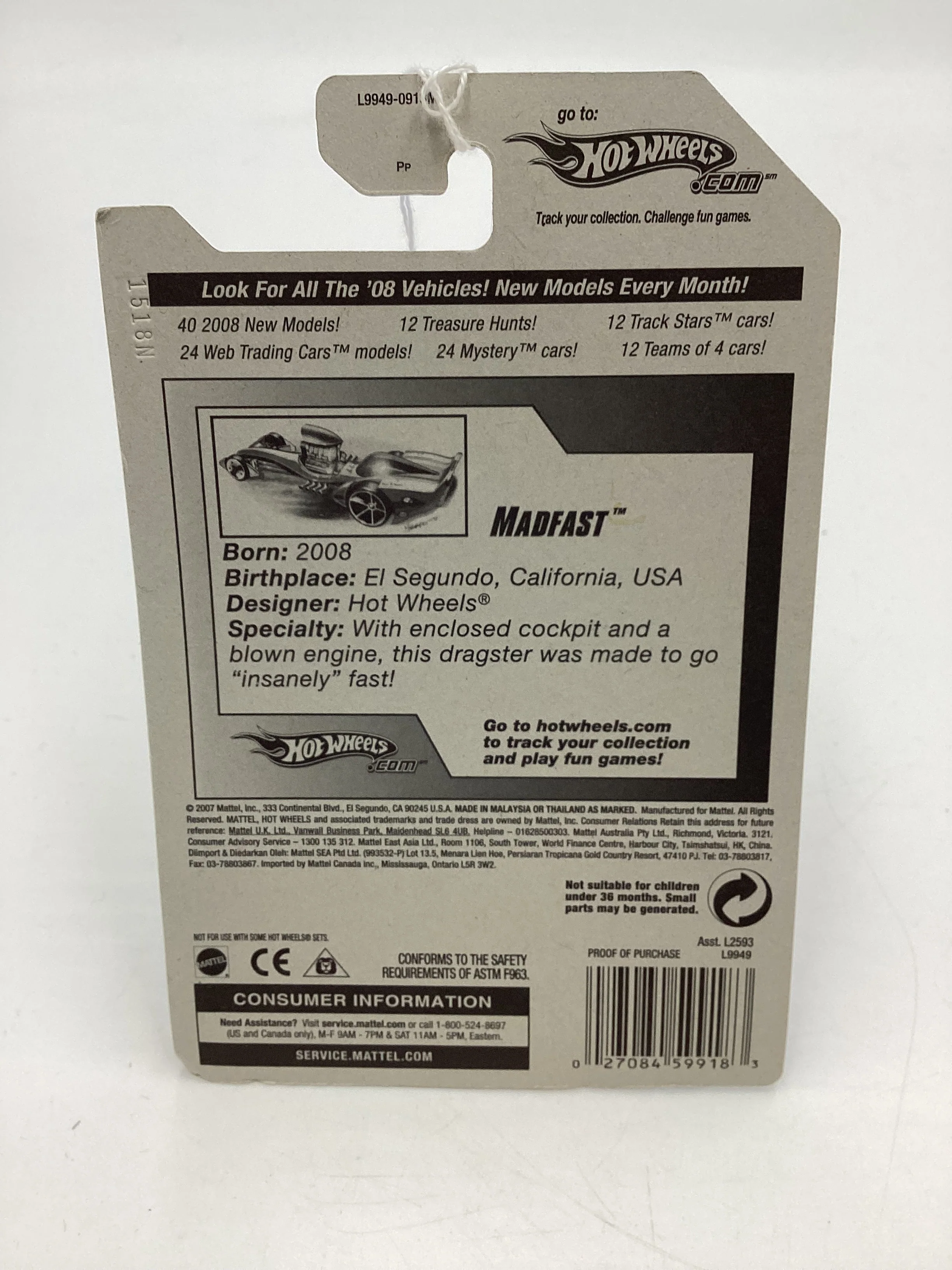2008 Hot Wheels New Models #34 Madfast Blue BB3 - Image 7