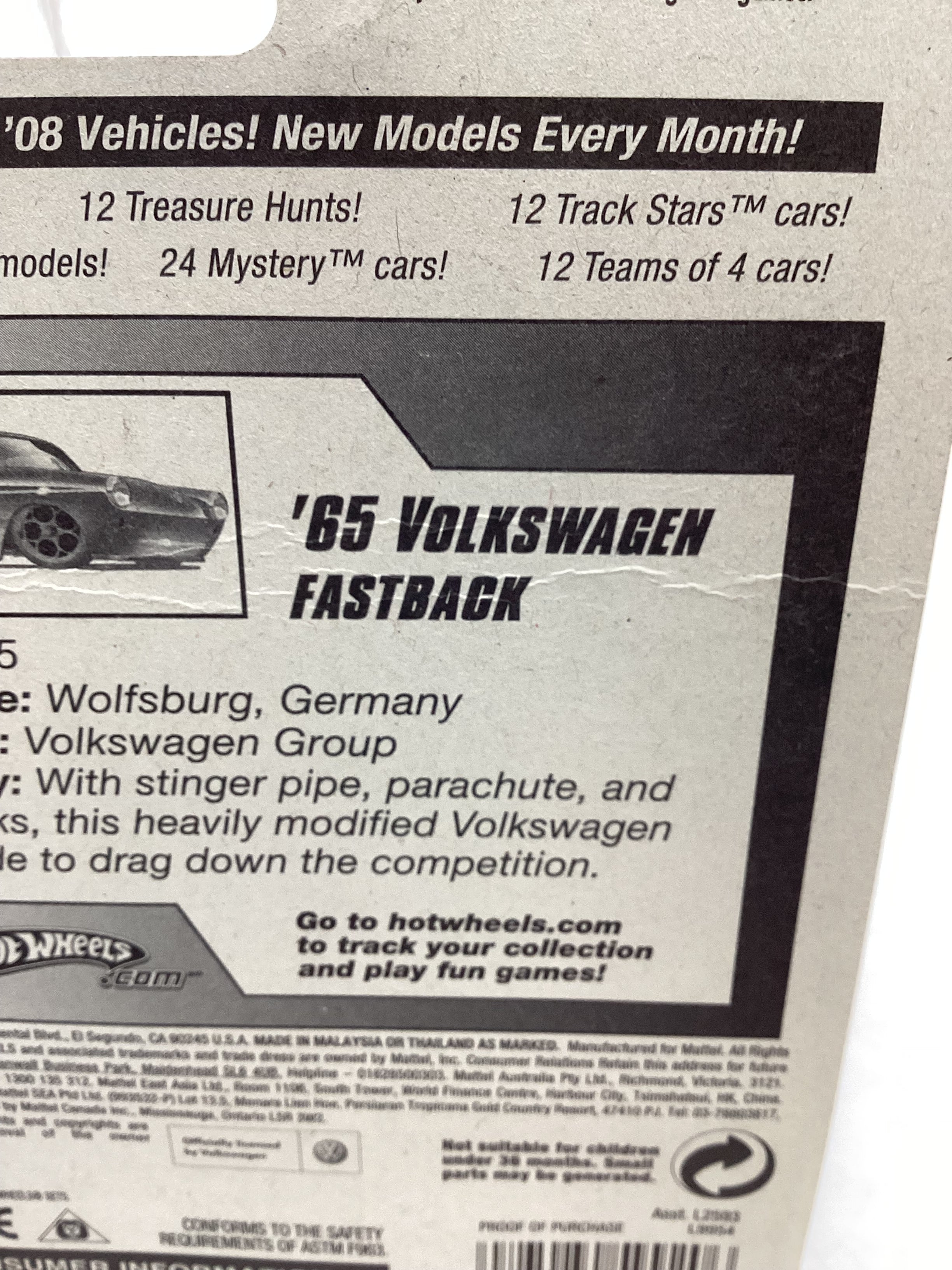 2008 Hot Wheels New Models #39 65 Volkswagen Fastback Blue Vein Center - Image 11