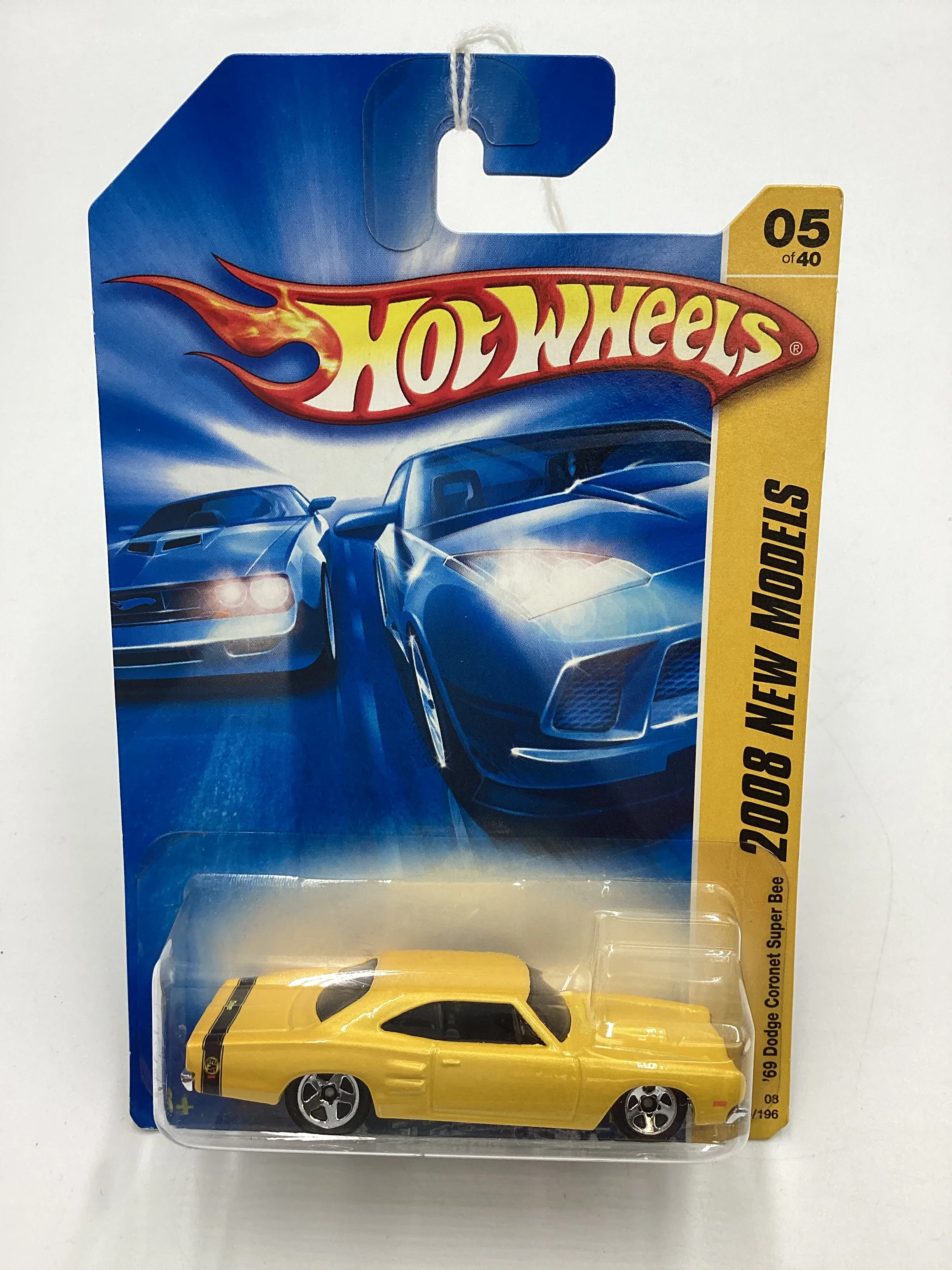 2008 Hot Wheels New Models #5 69 Dodge Coronet Super Bee Light Yellow 51E - Image 2