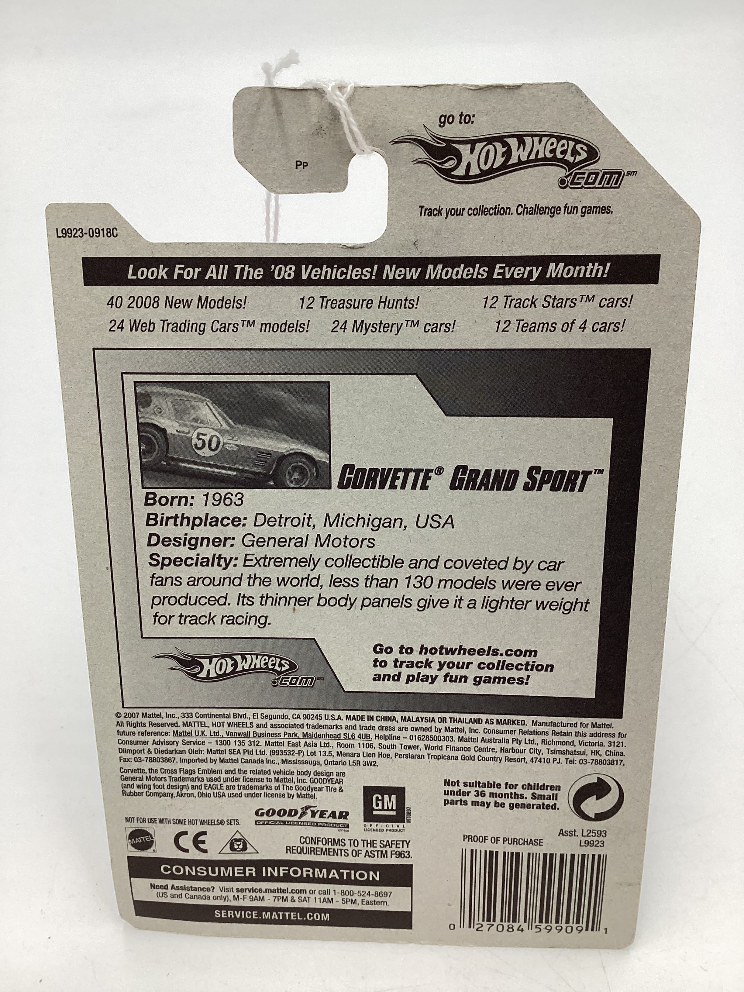 2008 Hot Wheels New Models #8 Corvette Grand Sport Blue 8D - Image 7