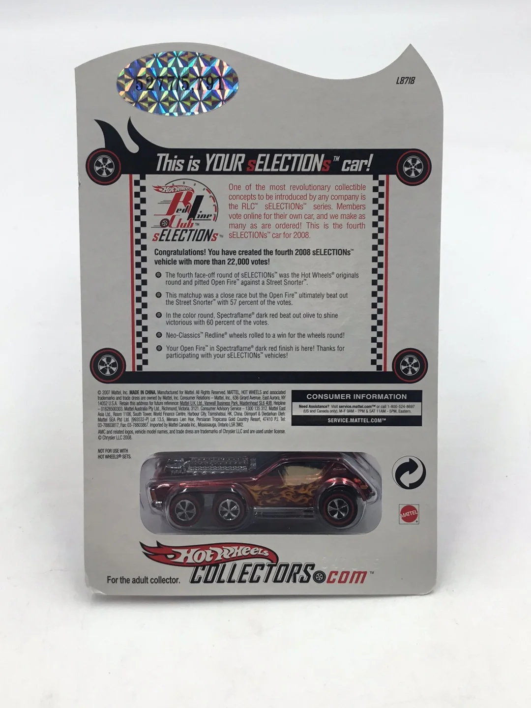 2008 hot wheels redline club RLC Open Fire #4  Number 5277/5791 - Image 6