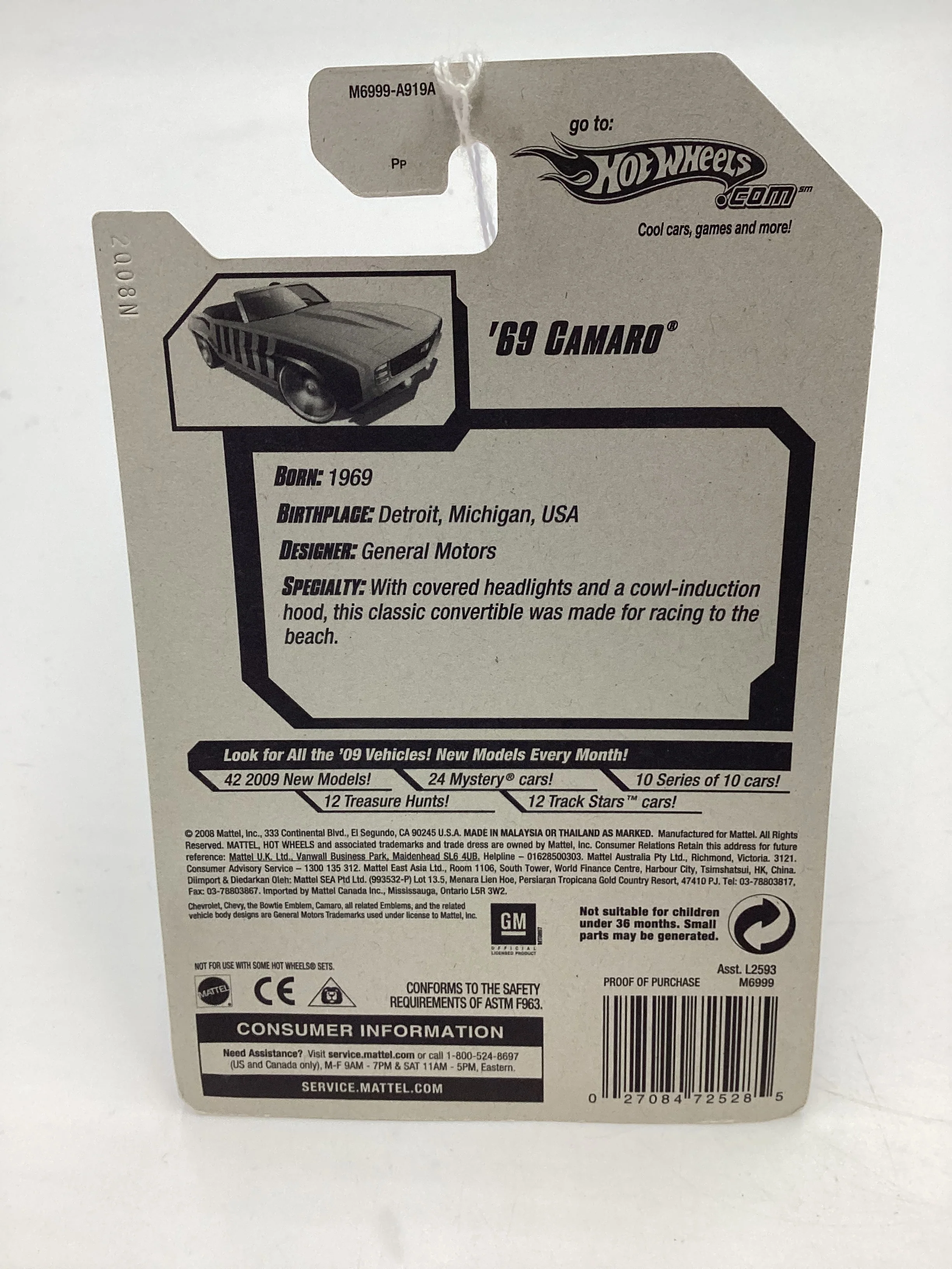 2008 Hot Wheels Web Trading Cars #97 69 Camaro Black 11D - Image 7