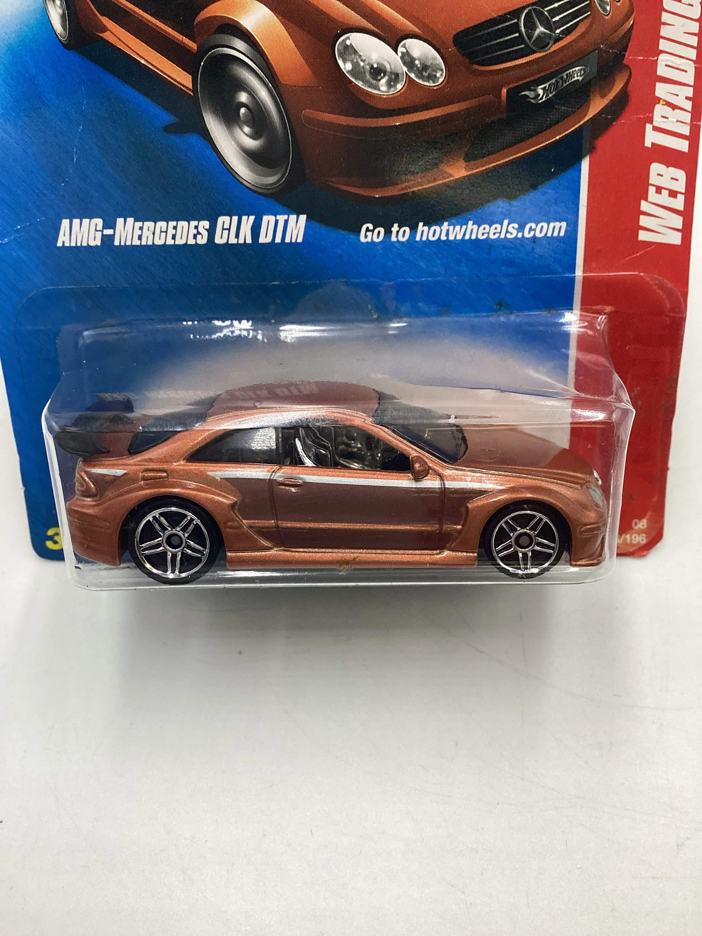 2008 Hot Wheels Web Trading Cars #98 AMG Mercedes CLK DTM Copper Bad Card - Image 3