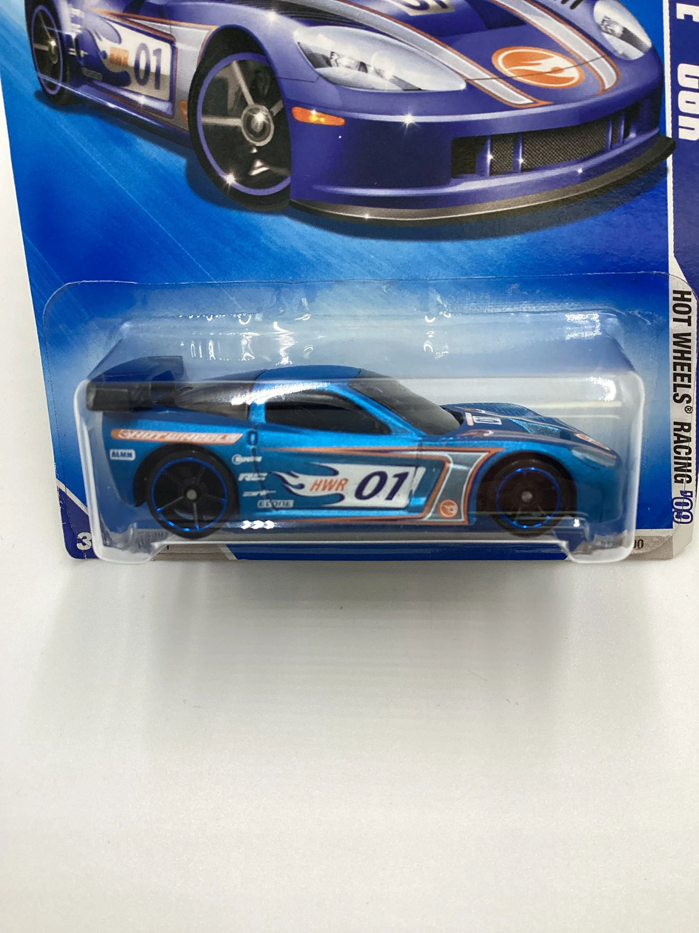 2009 Hot Wheels #71 Corvette C6R Blue 14i - Image 3