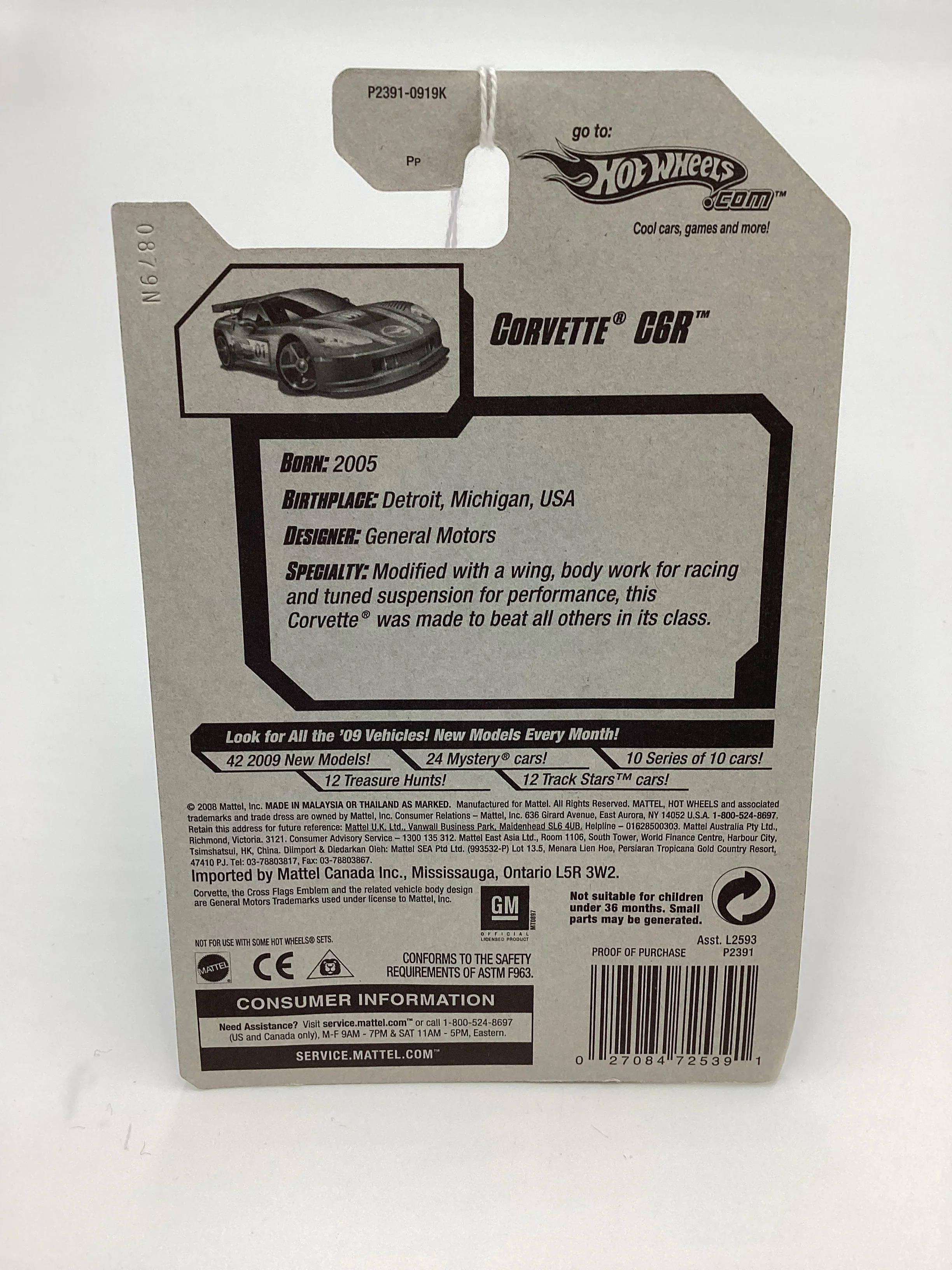 2009 Hot Wheels #71 Corvette C6R Blue 14i - Image 7