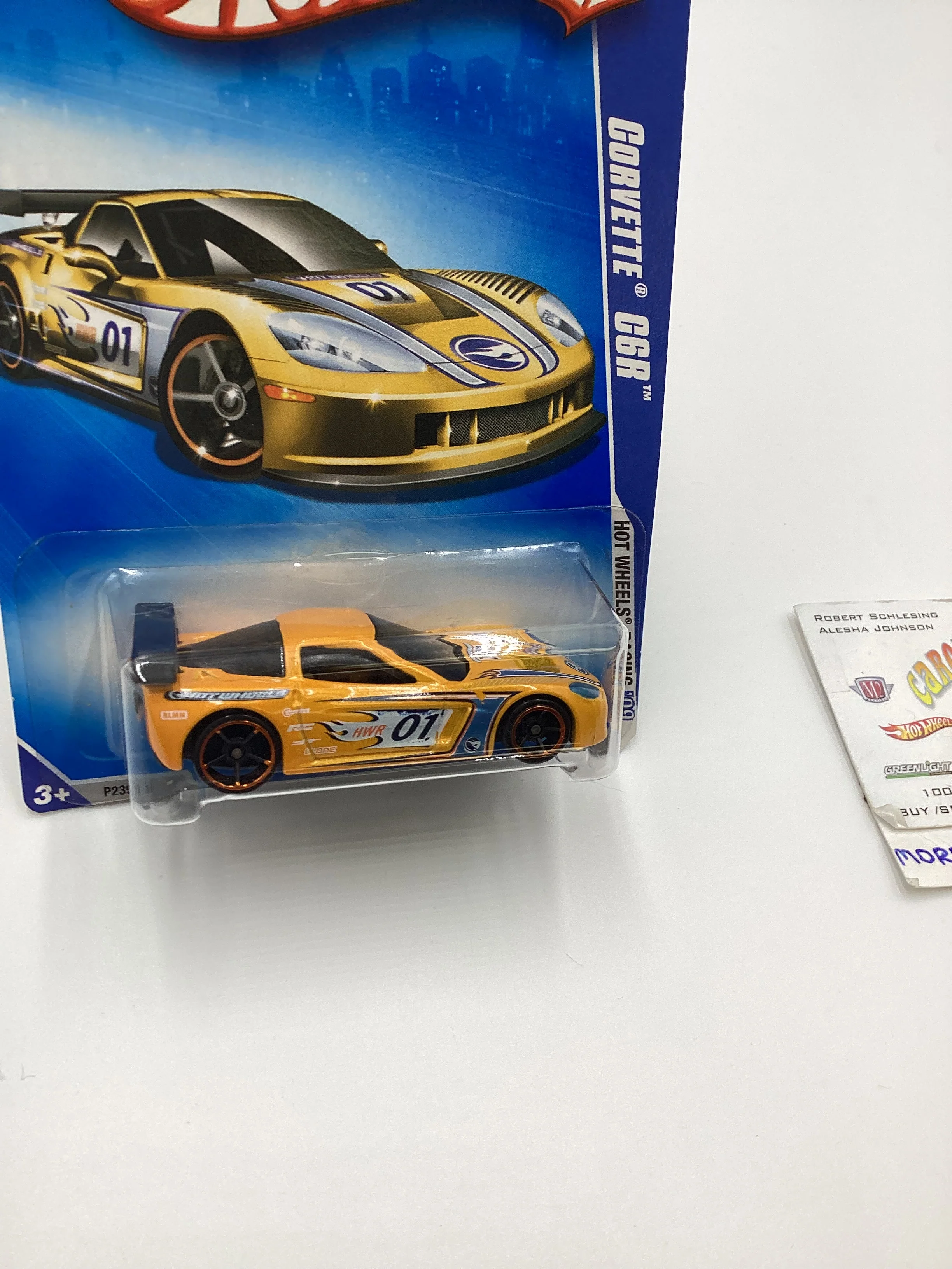 2009 Hot Wheels #071 Corvette C6R Yellow 14i - Image 5