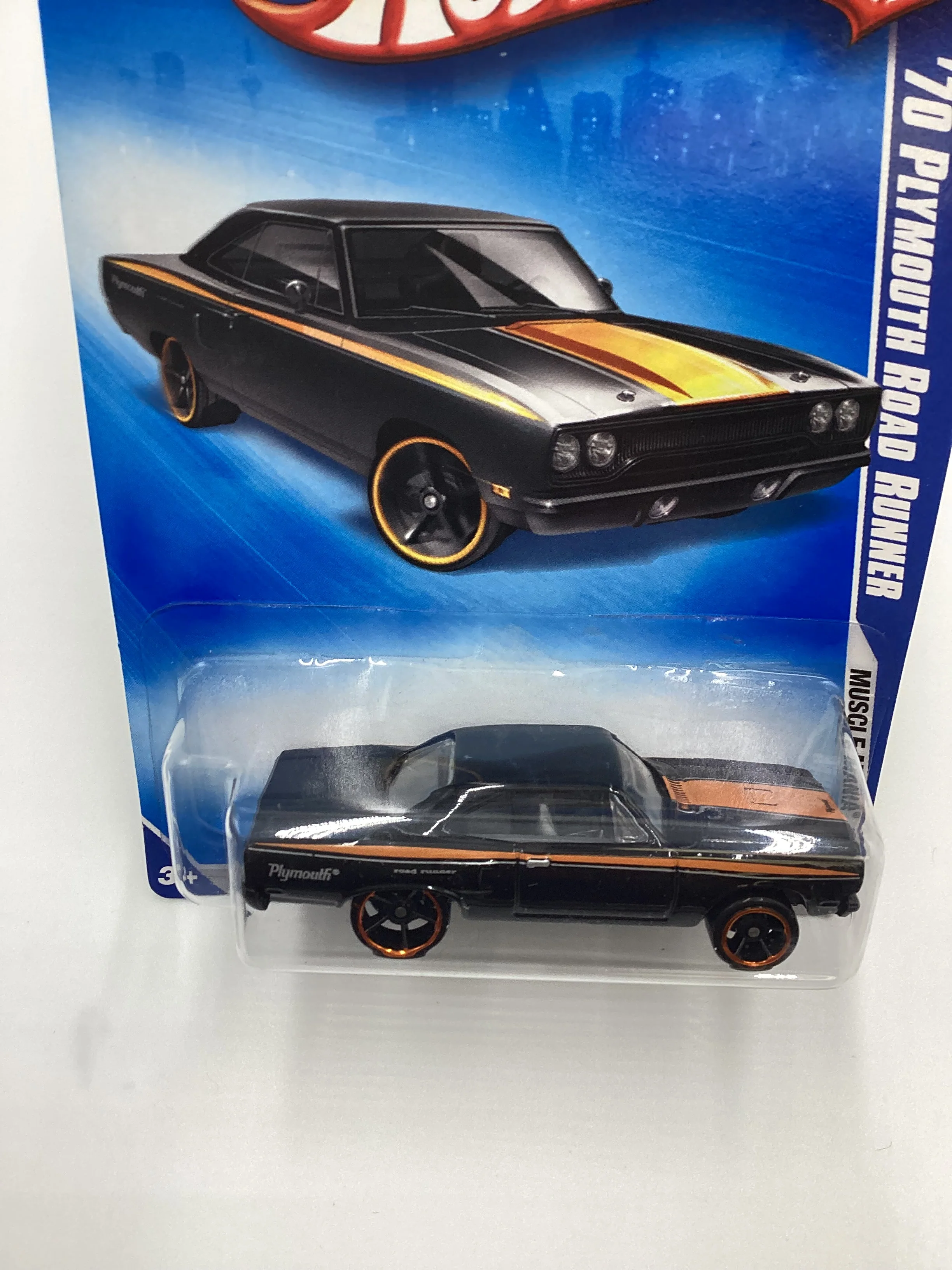 2009 Hot Wheels #079 70 Plymouth Road Runner Black 47D - Image 7