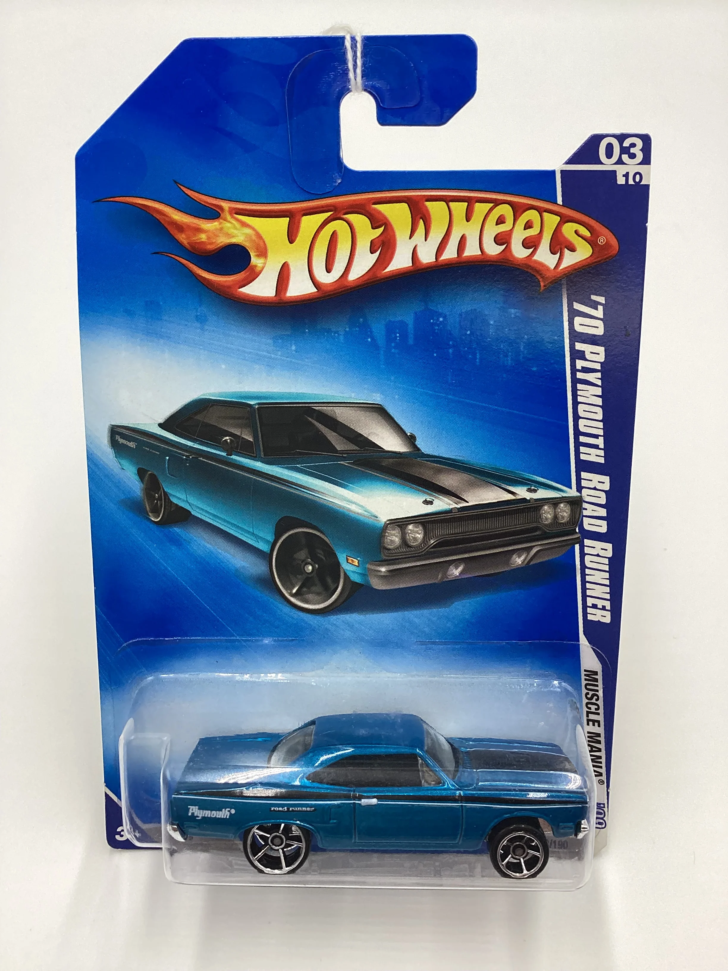2009 Hot Wheels #079 70 Plymouth Road Runner Blue 46D - Image 2