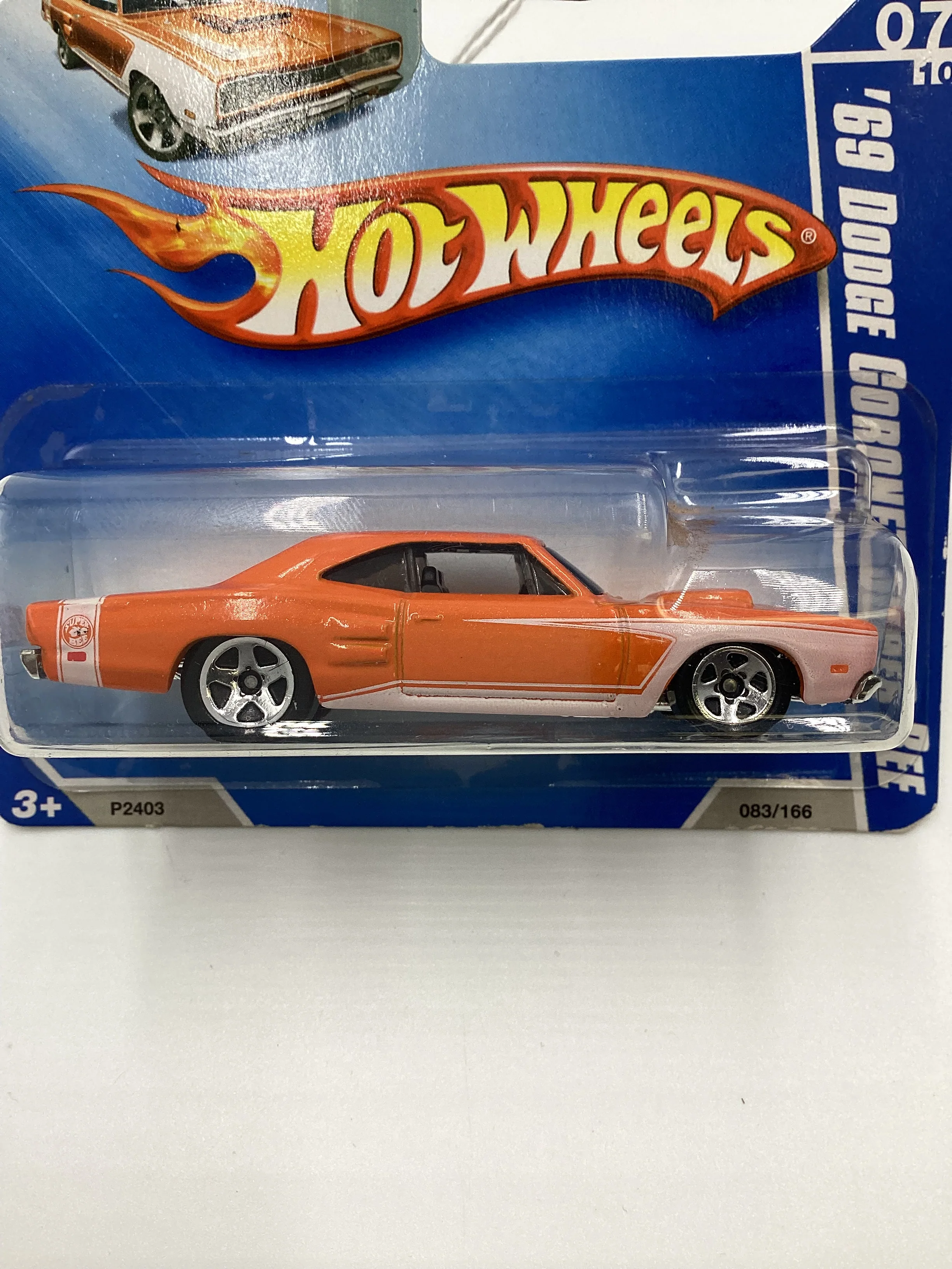 2009 Hot Wheels #083 69 Dodge Coronet Super Bee Orange Short Card 50E - Image 3