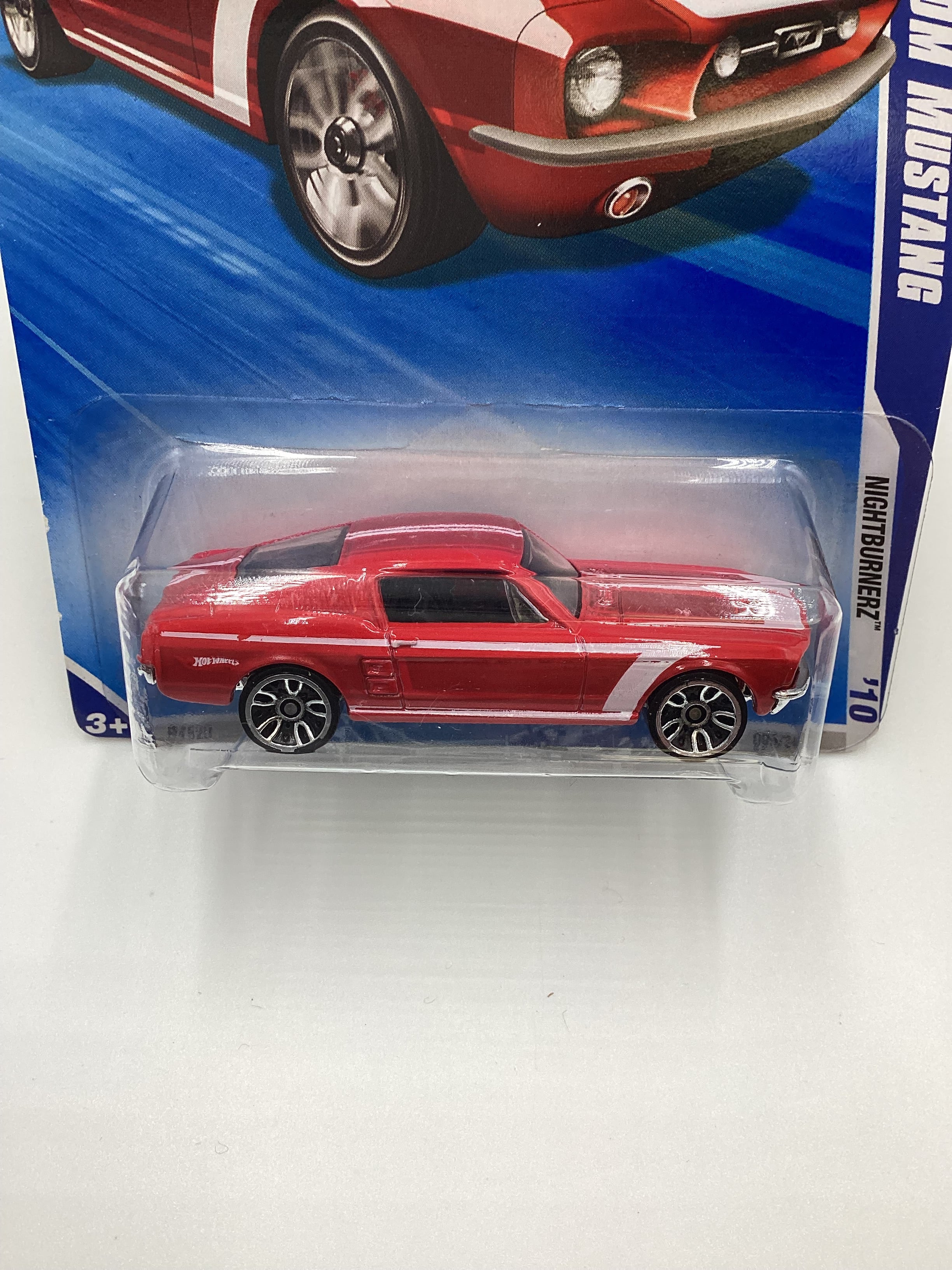 2009 Hot Wheels #095 67 Custom Mustang Red 23F - Image 3