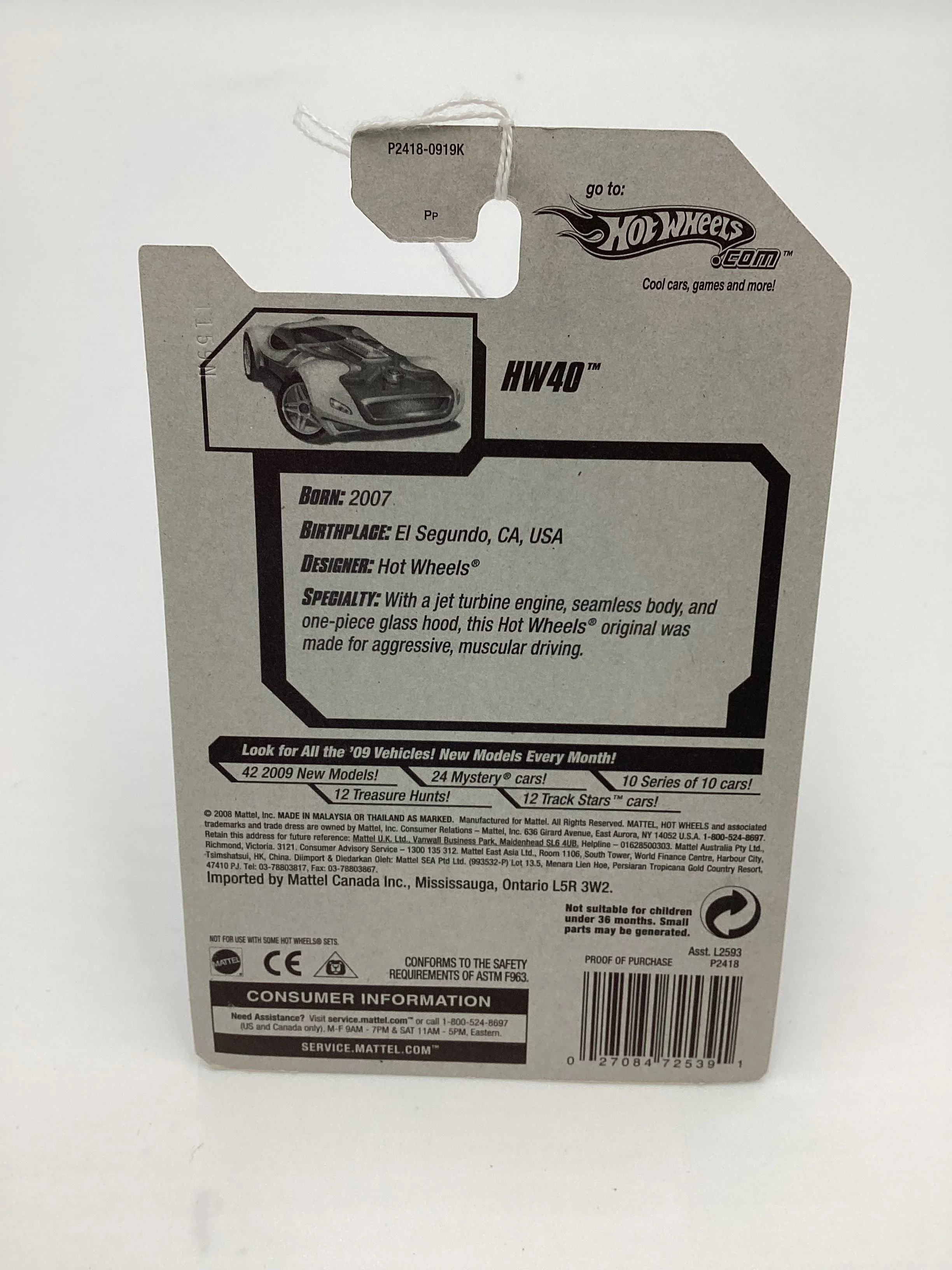2009 Hot Wheels #098 HW40 White Factory Sealed HH5 - Image 7