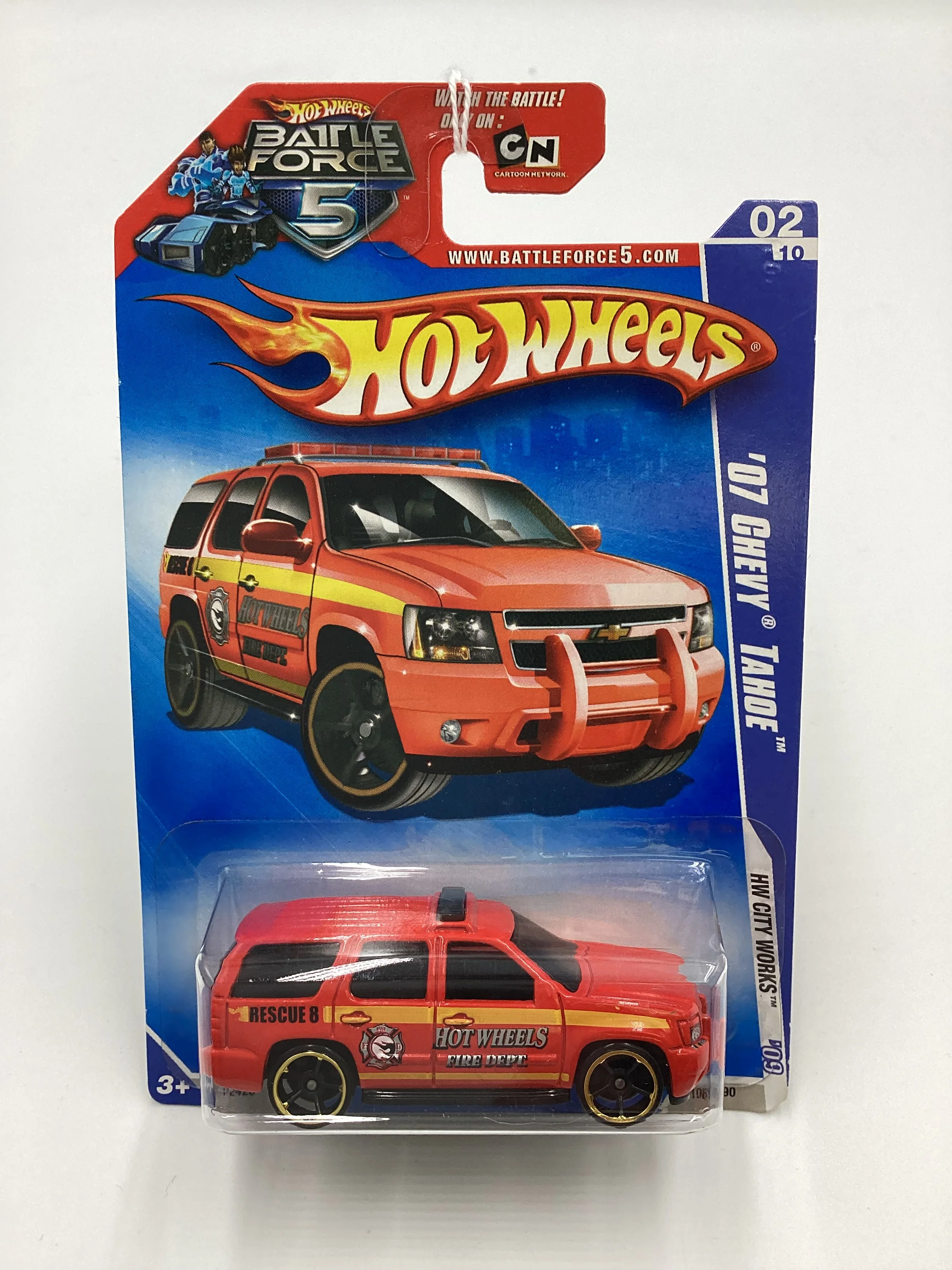 2009 Hot Wheels #108 07 Chevy Tahoe Fire Dept. Red Battle Force 5 Card 17A - Image 2