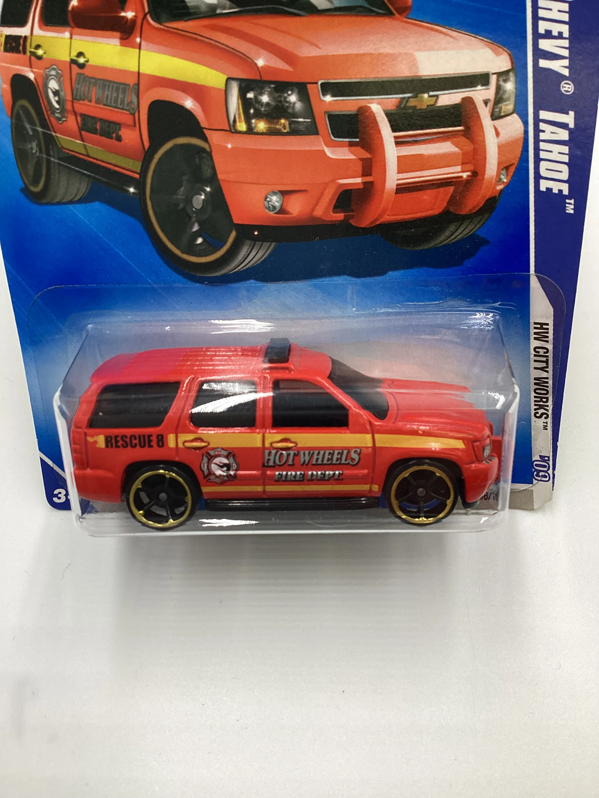 2009 Hot Wheels #108 07 Chevy Tahoe Fire Dept. Red Battle Force 5 Card 17A - Image 3