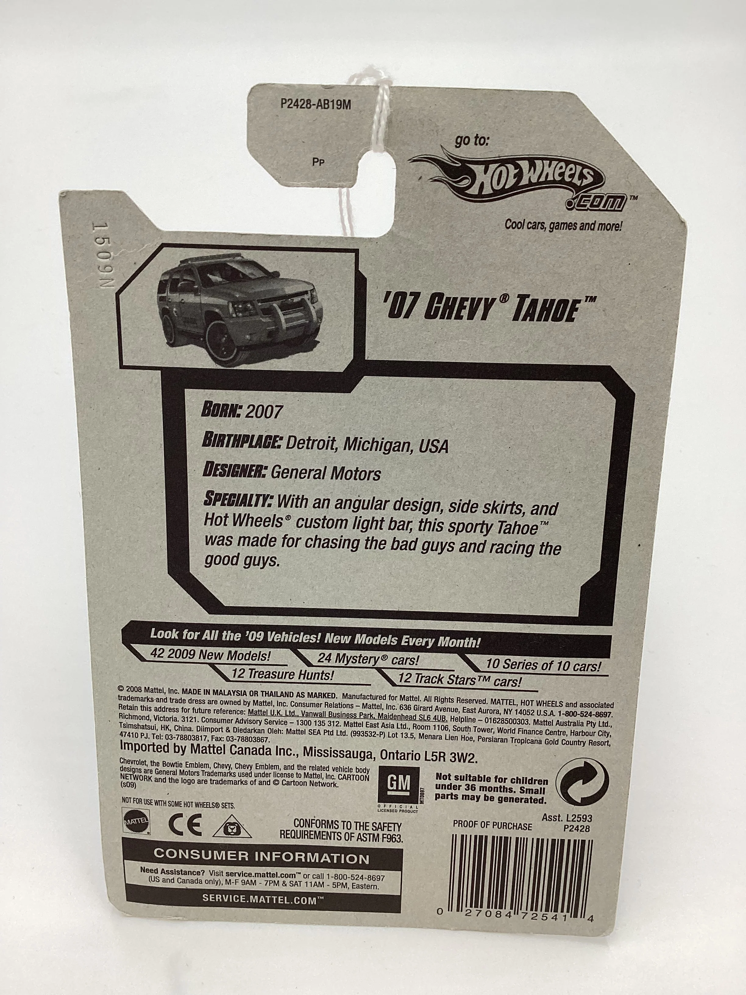 2009 Hot Wheels #108 07 Chevy Tahoe Fire Dept. Red Battle Force 5 Card 17A - Image 7