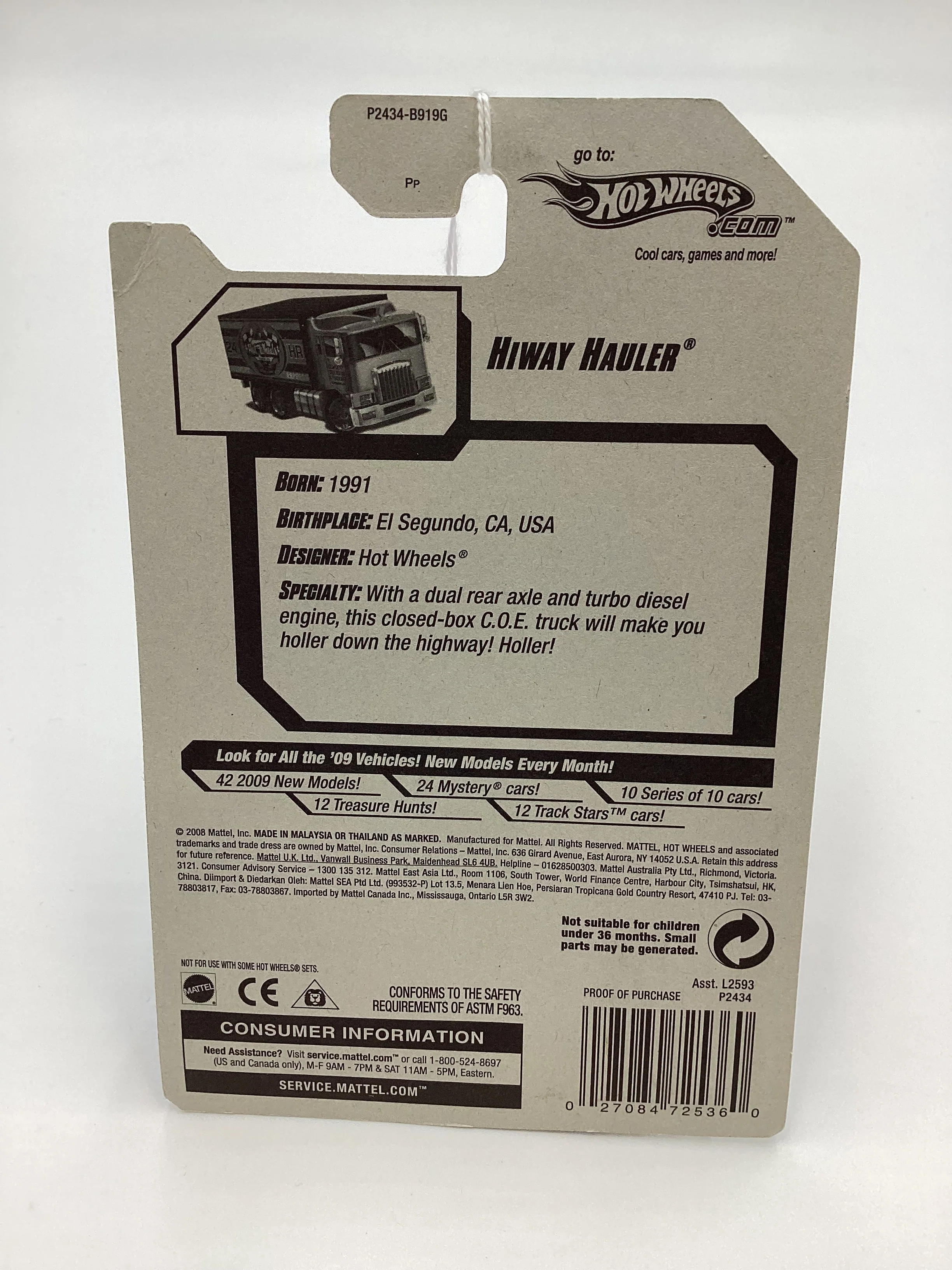 2009 Hot wheels #114 Hiway Hauler Blue 116D - Image 7