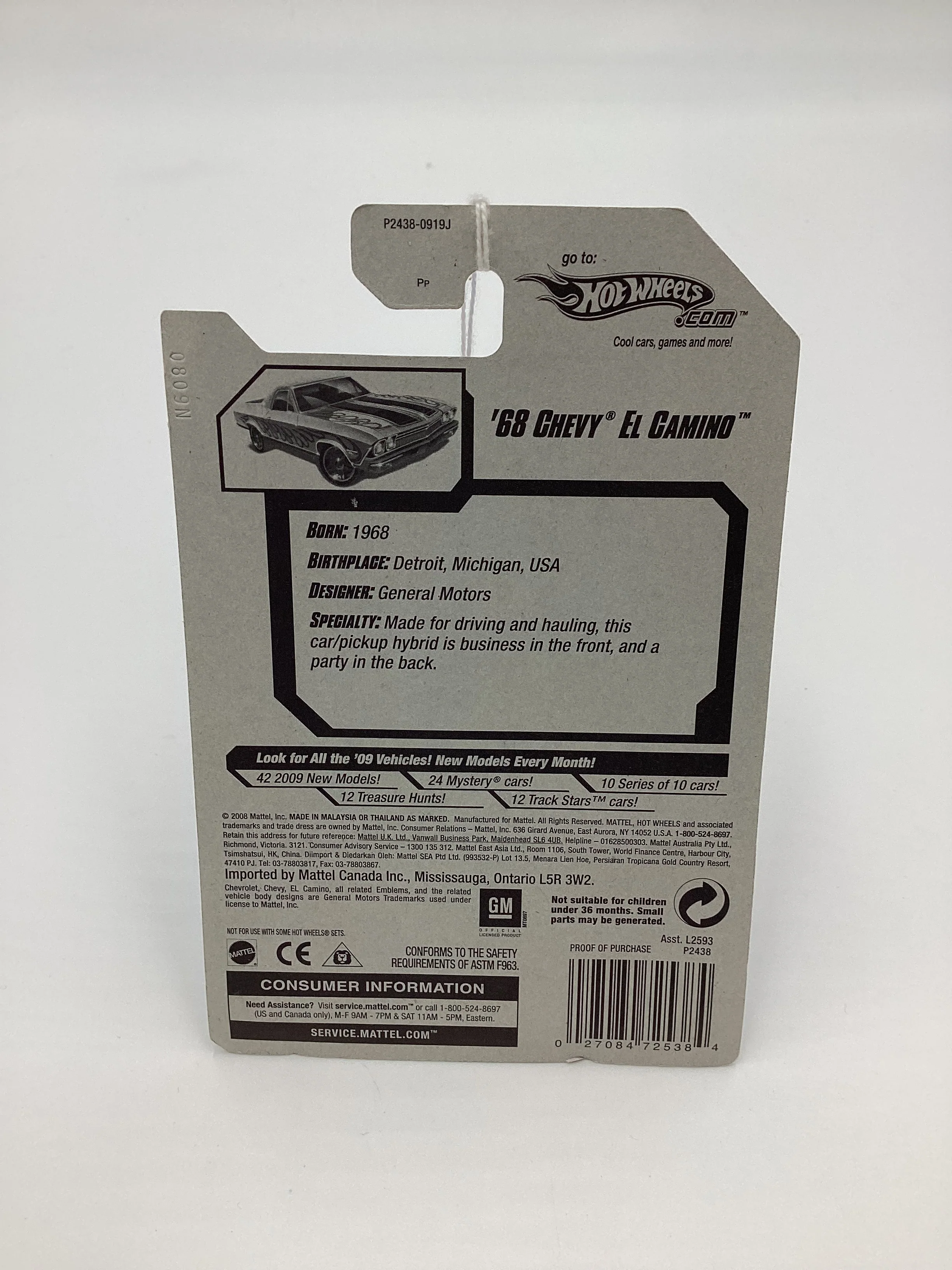 2009 Hot Wheels #118 68 El Camino Silver 12F - Image 7