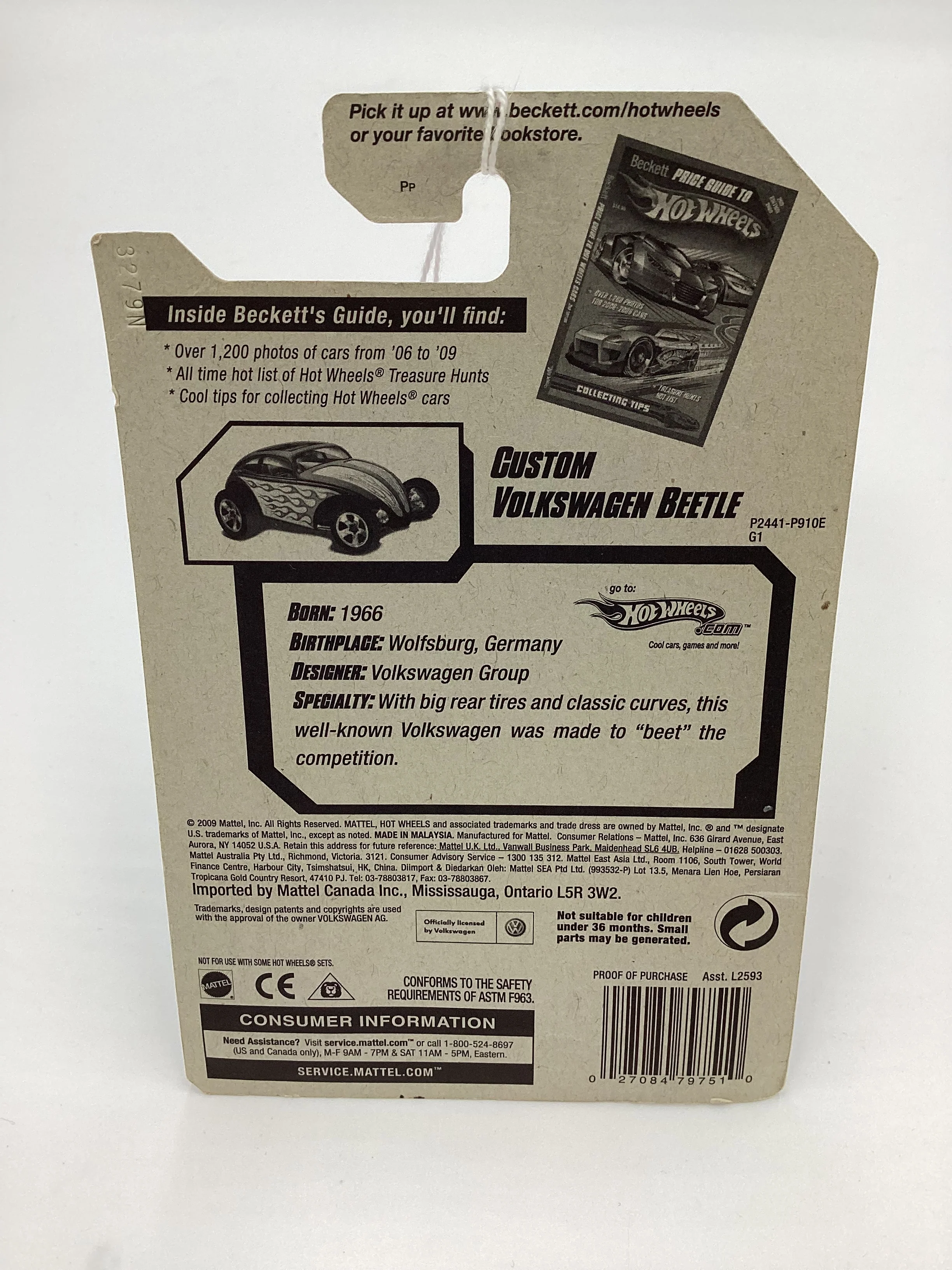 2009 Hot wheels #121 Custom Volkswagen Beetle Purple 97G - Image 7