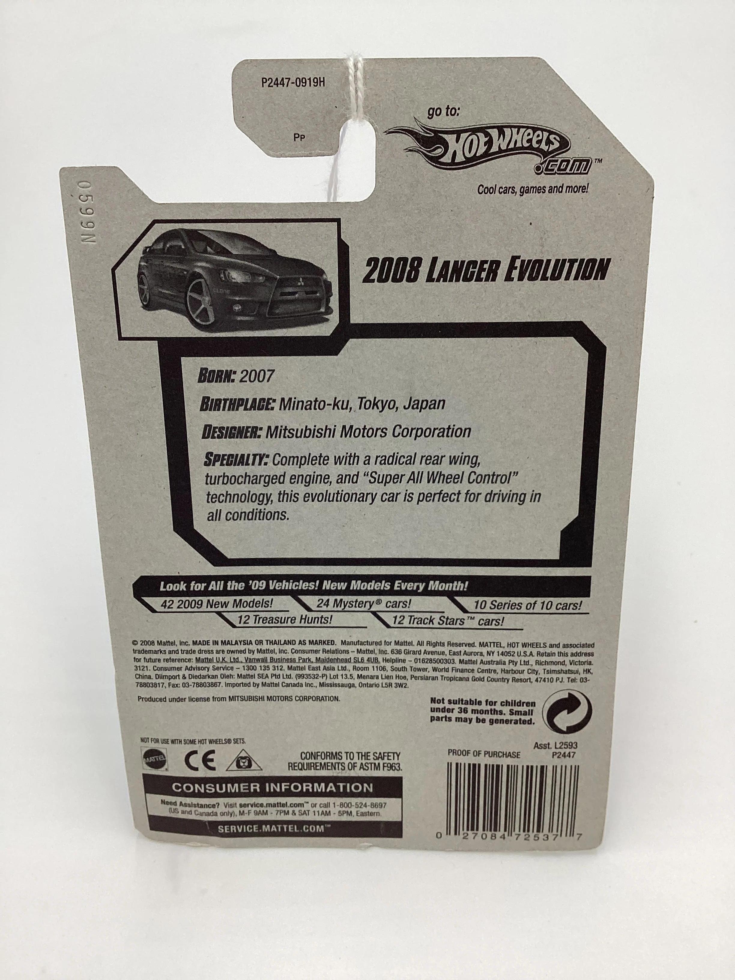 2009 Hot wheels #127 2008 Lancer Evolution FTE Red Rear Tampo Drop SR - Image 8