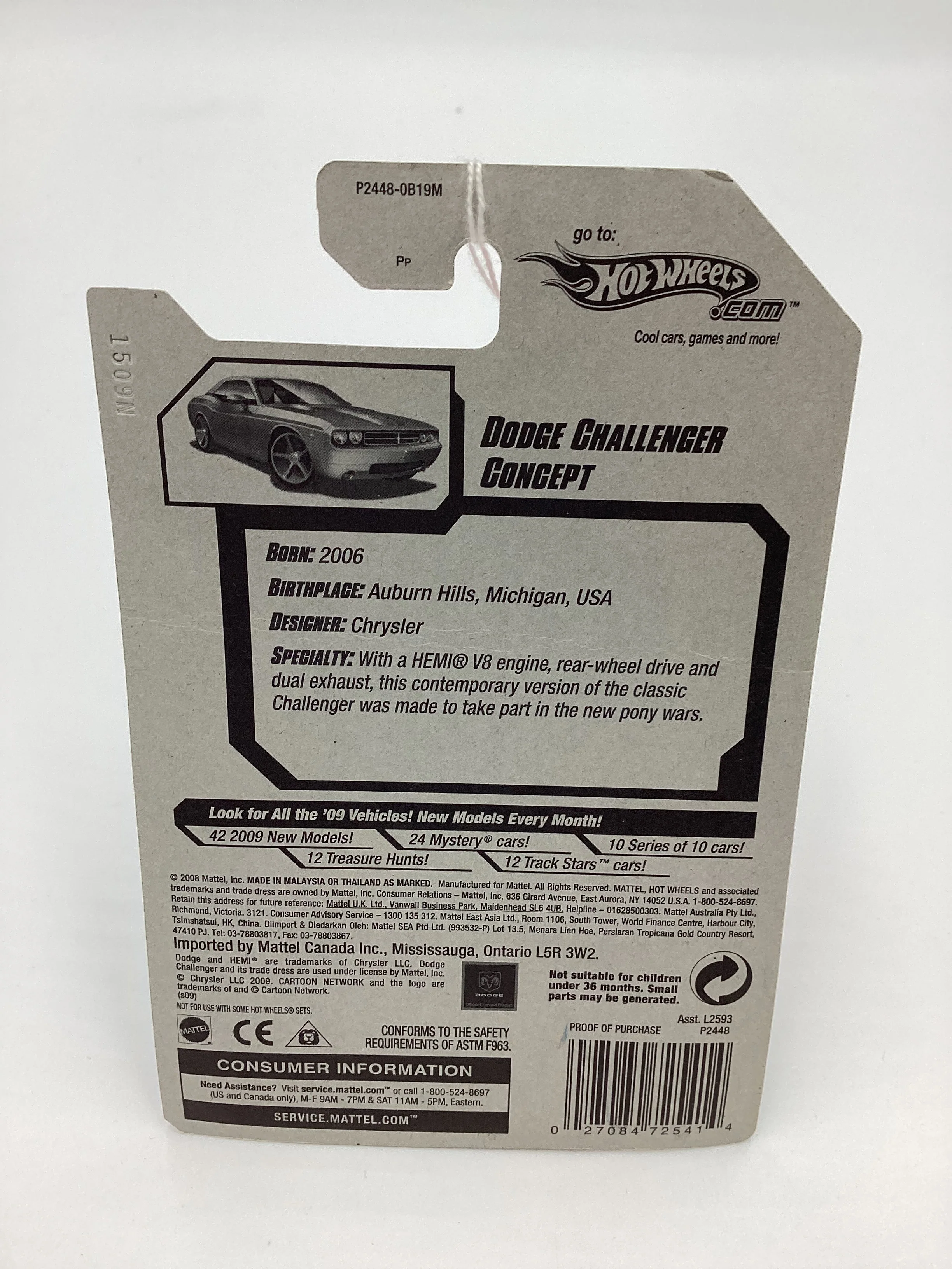 2009 Hot Wheels #128 Dodge Challenger Concept FTE faster than ever Silver Battle Force Card 44C - Image 7