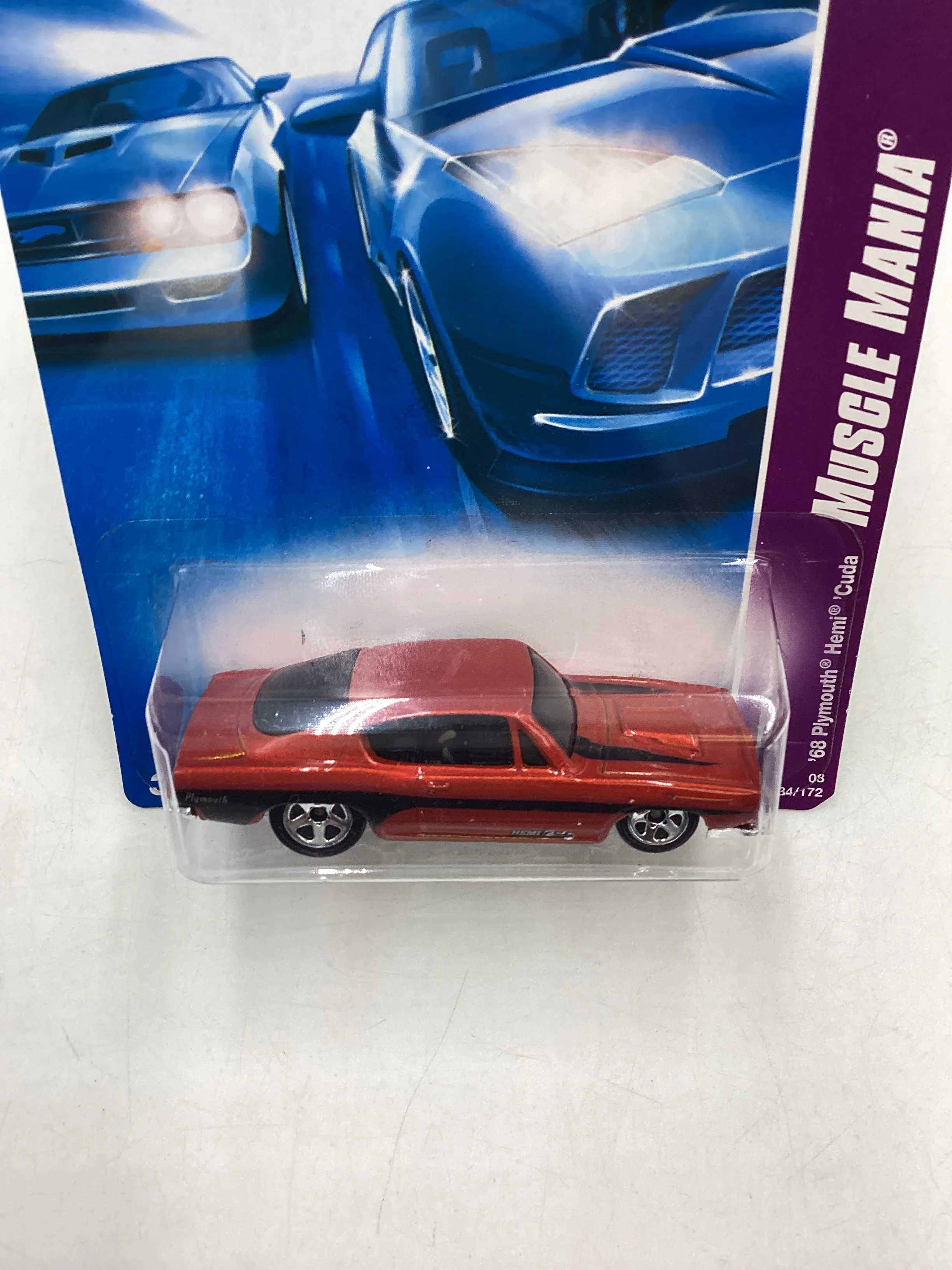 2009 Hot Wheels #134 68 Plymouth Hemi Cuda Red 50C - Image 6