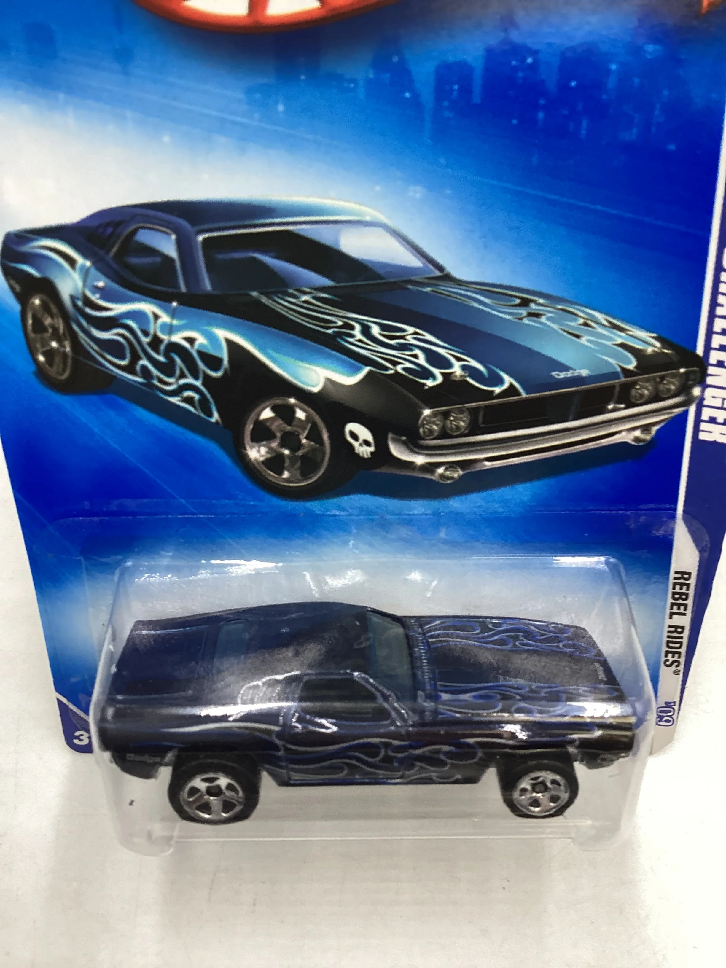 2009 Hot Wheels #145 Dixie Challenger Dark Blue 45D - Image 5