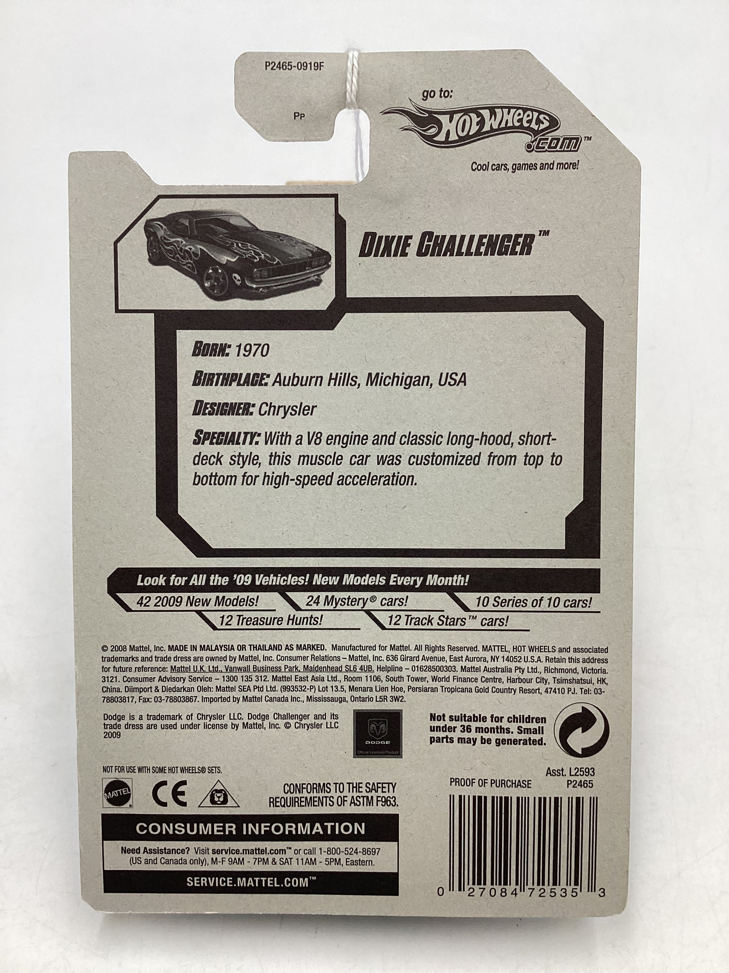 2009 Hot Wheels #145 Dixie Challenger Dark Blue 45D - Image 6