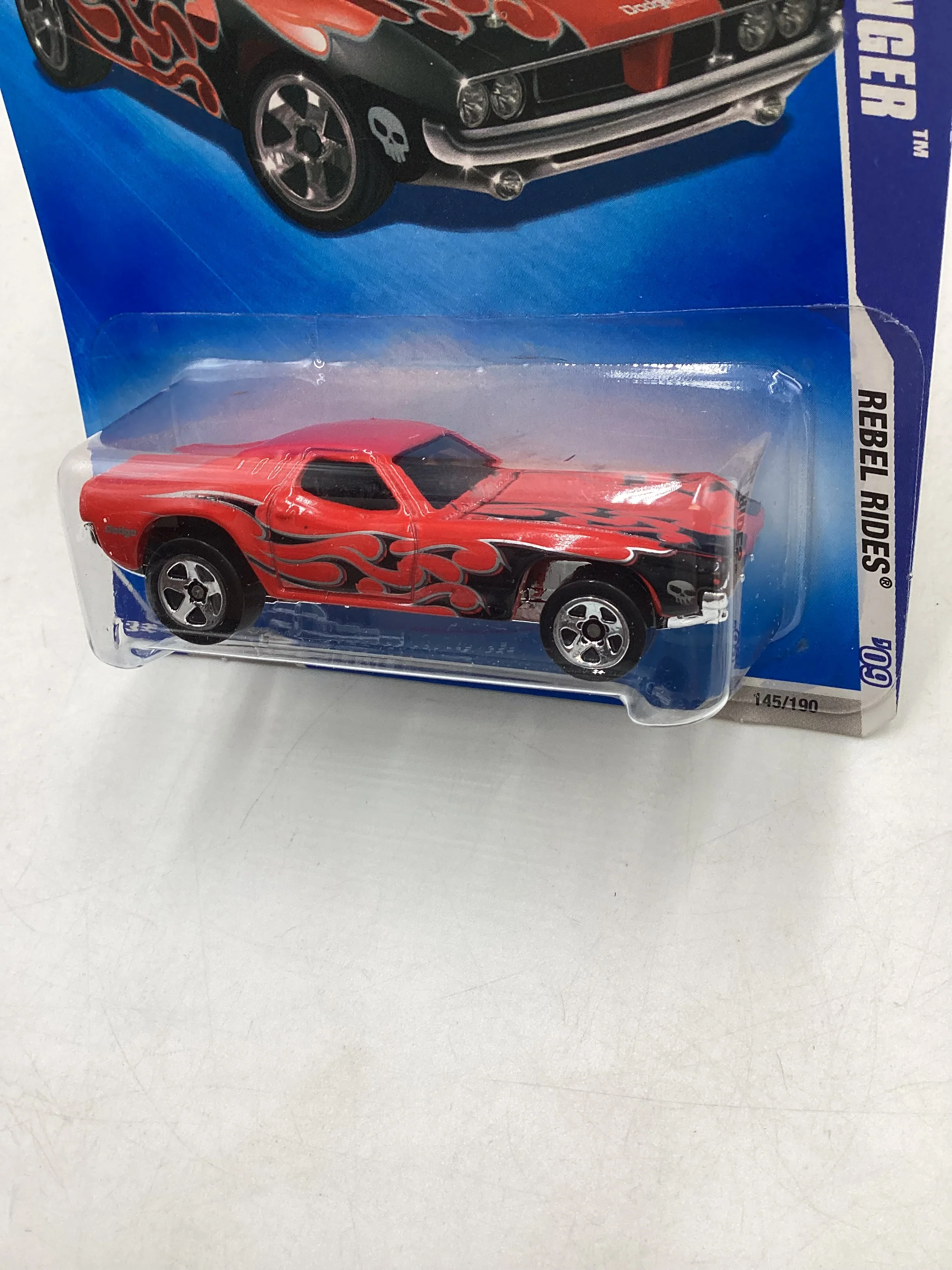 2009 Hot Wheels #145 Dixie Challenger Red 45D - Image 4