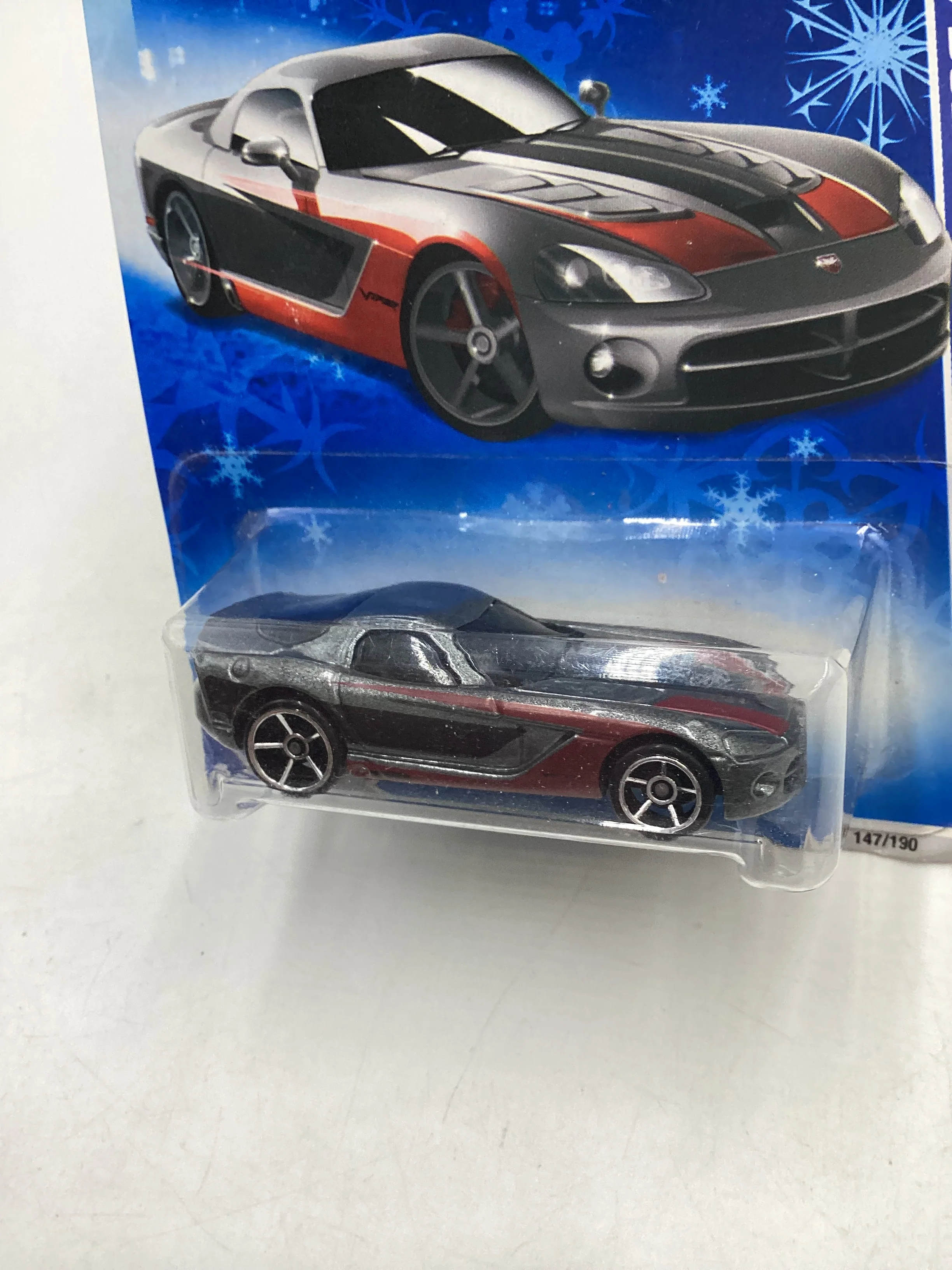 2009 Hot Wheels #147 2006 Dodge Viper Gray Target snowflake card 238D - Image 4