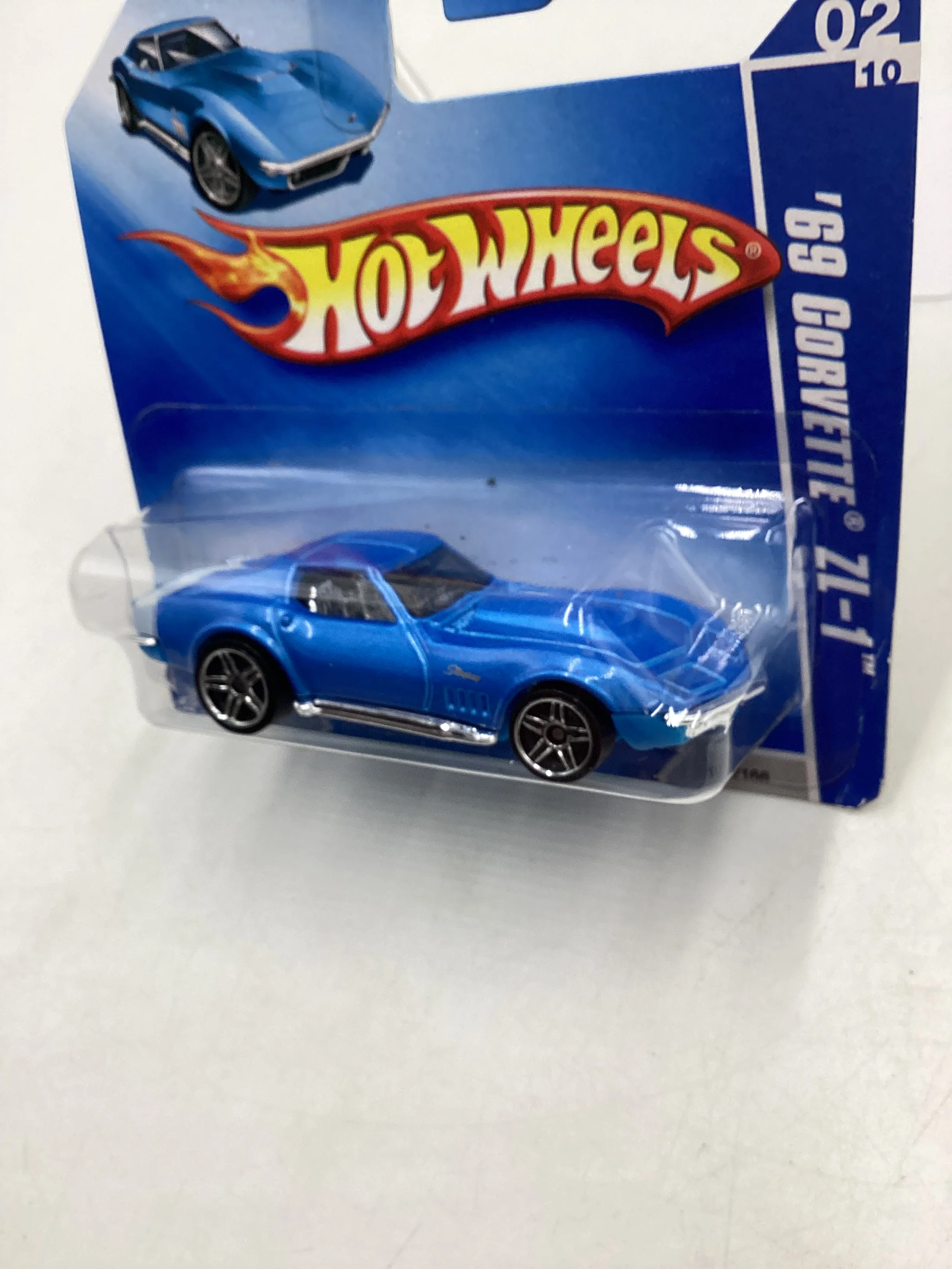 2009 Hot Wheels #148 69 Corvette ZL-1 Blue Short Card 9A - Image 4
