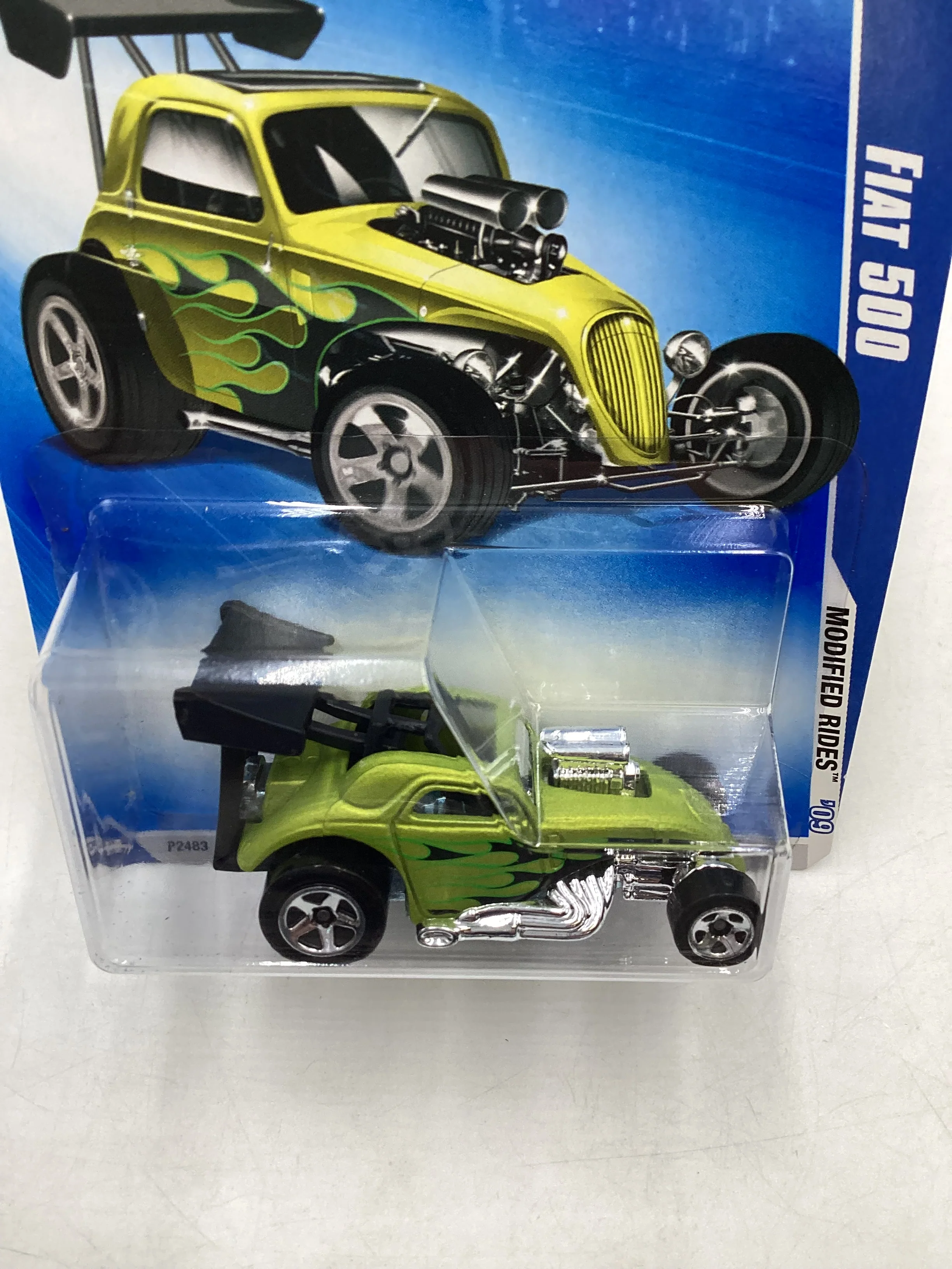 2009 Hot Wheels #163 Fiat 500 Green 64B - Image 6