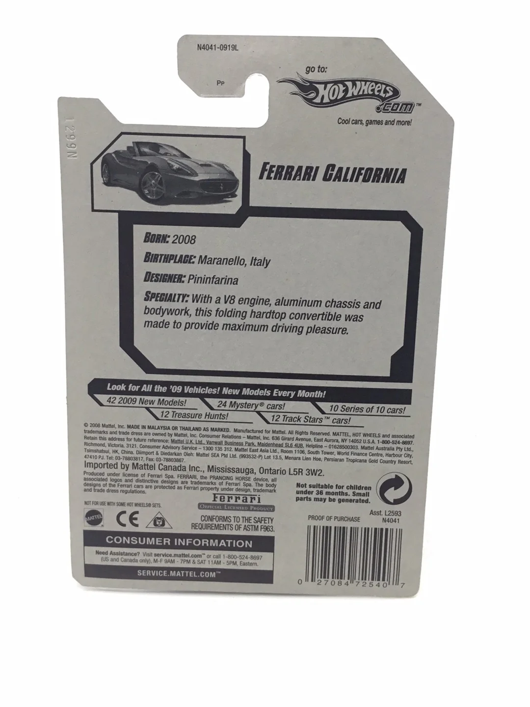 2009 Hot Wheels #38 Ferrari California - Image 6