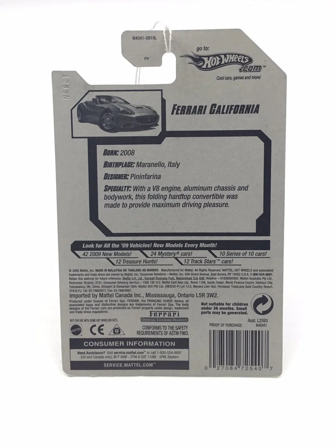 2009 Hot Wheels #38 Ferrari California - Image 6