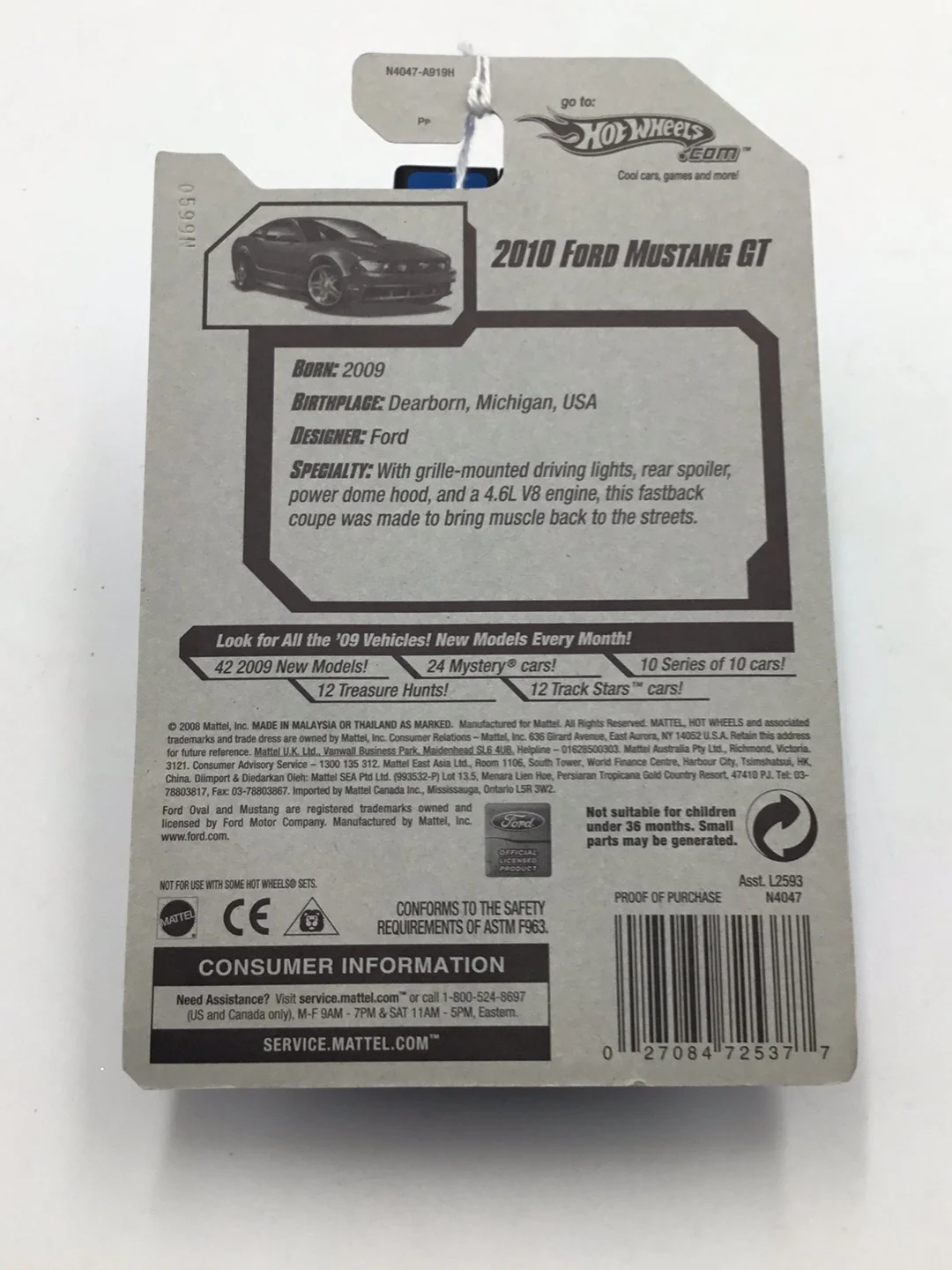 2009 Hot Wheels #41 2010 Ford Mustang GT Blue JJ3 - Image 6