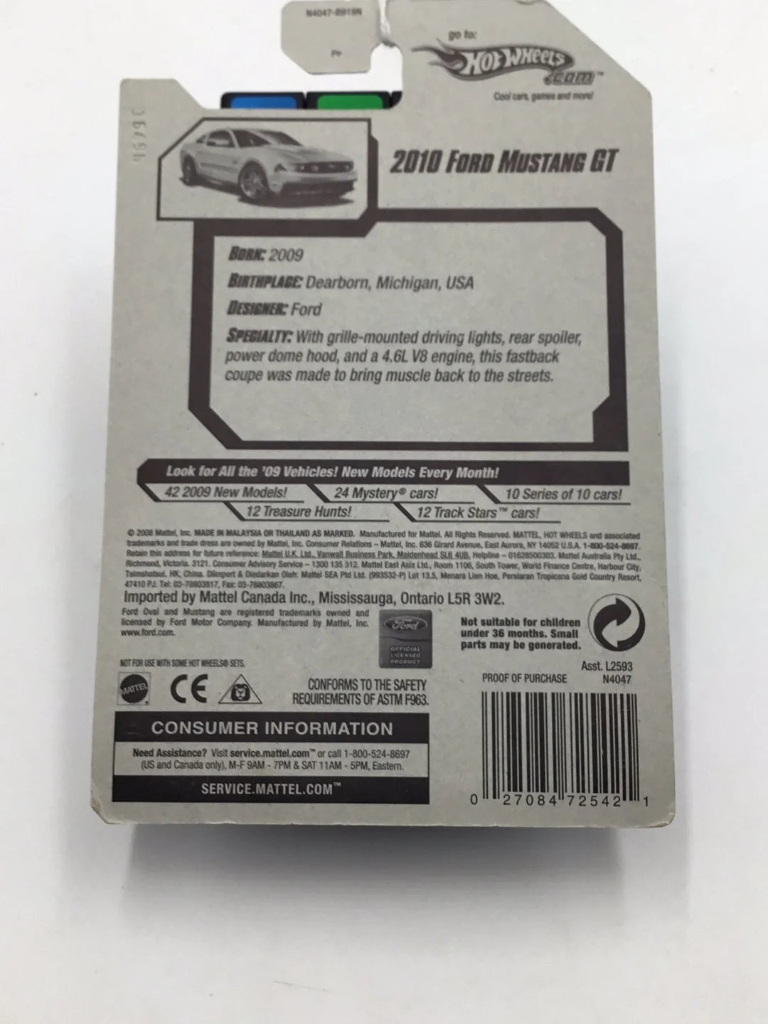 2009 Hot Wheels #41 2010 Ford Mustang GT Yellow JJ3 - Image 5