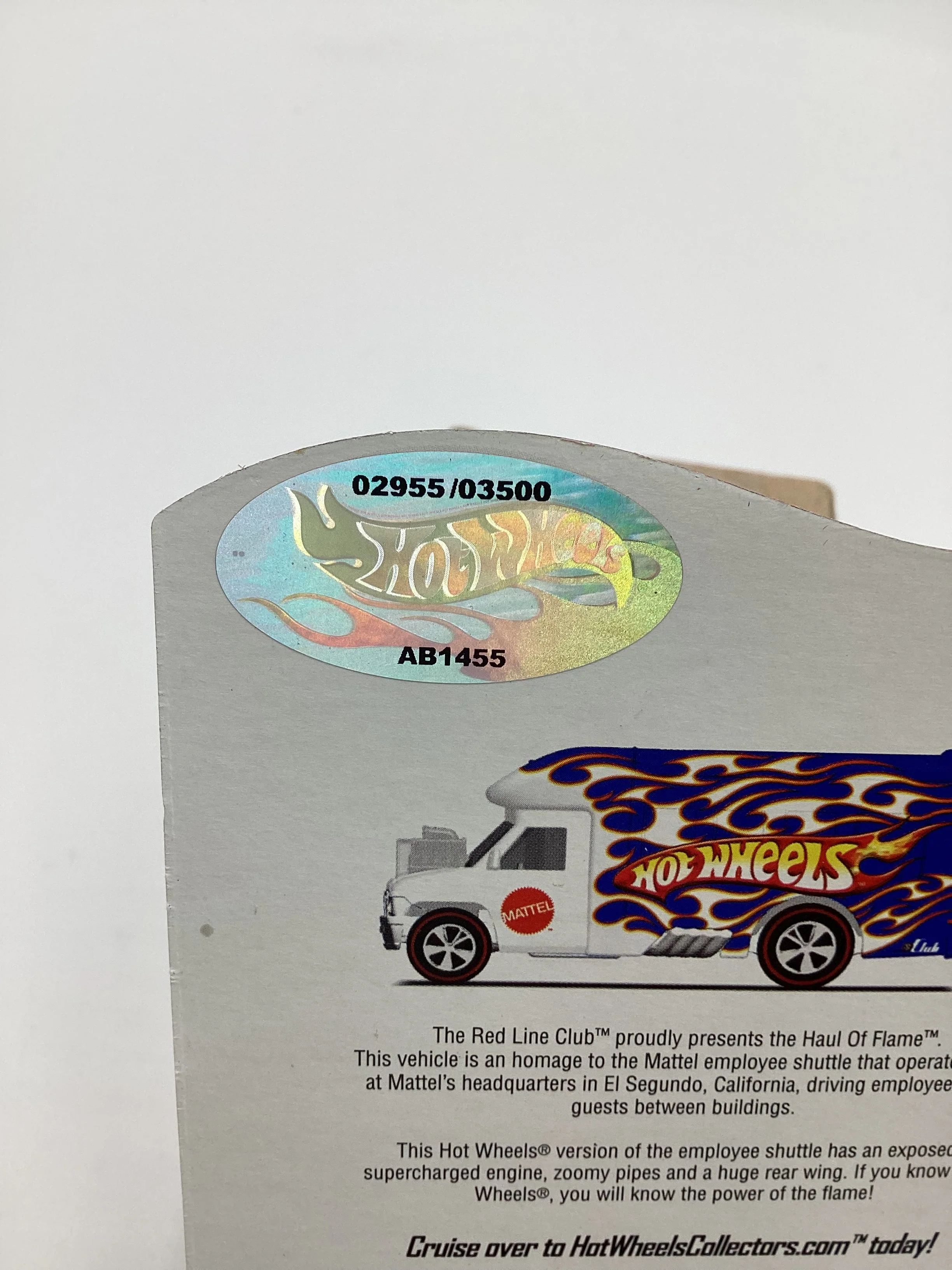 2009 Hot Wheels RLC Club Exclusive #2955/3500 Haul of Flame Blue/White with protector - Image 8