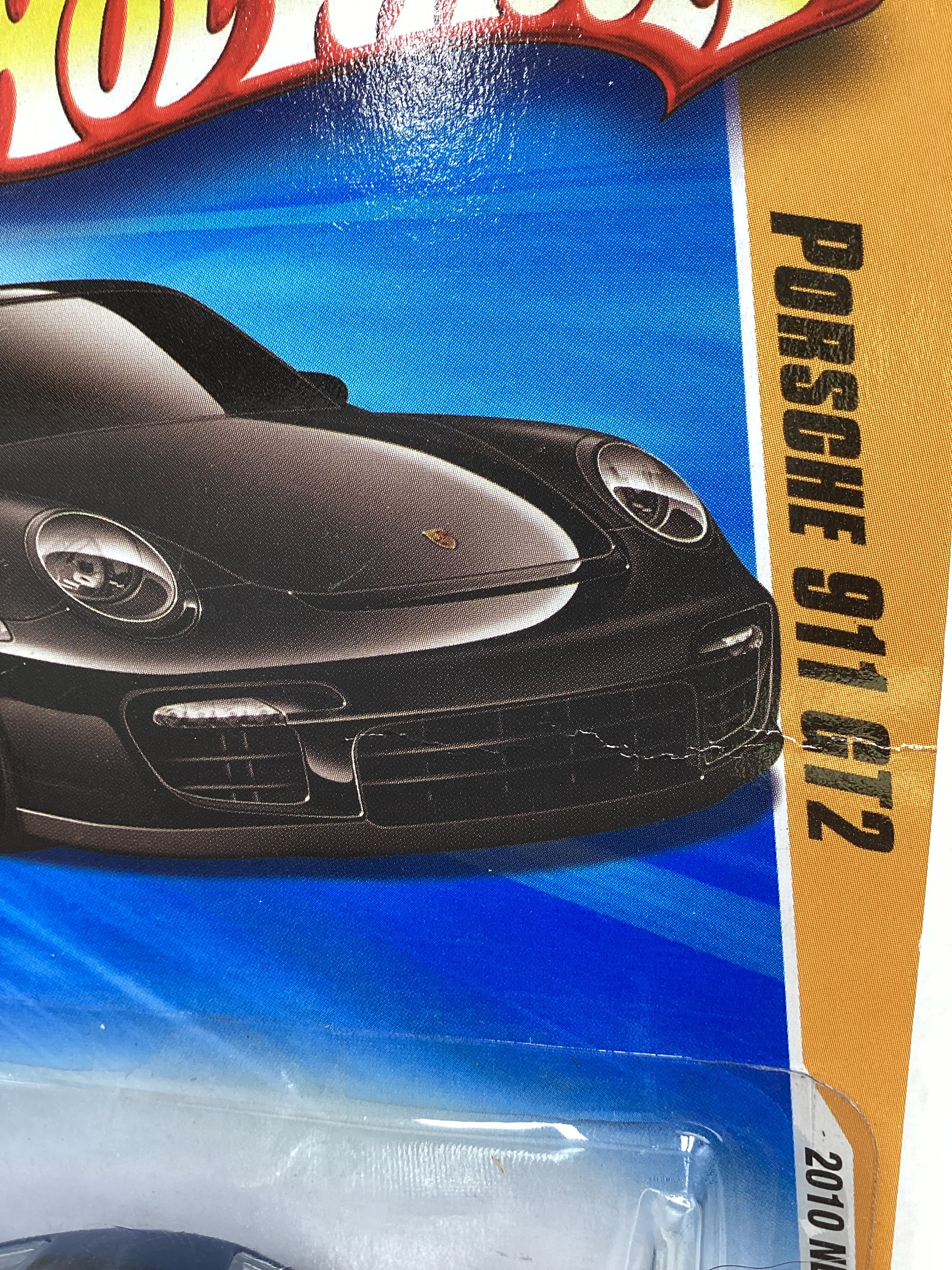 2010 Hot Wheels #014 Black Porsche 911 GT2 *Creased Card* SR - Image 7