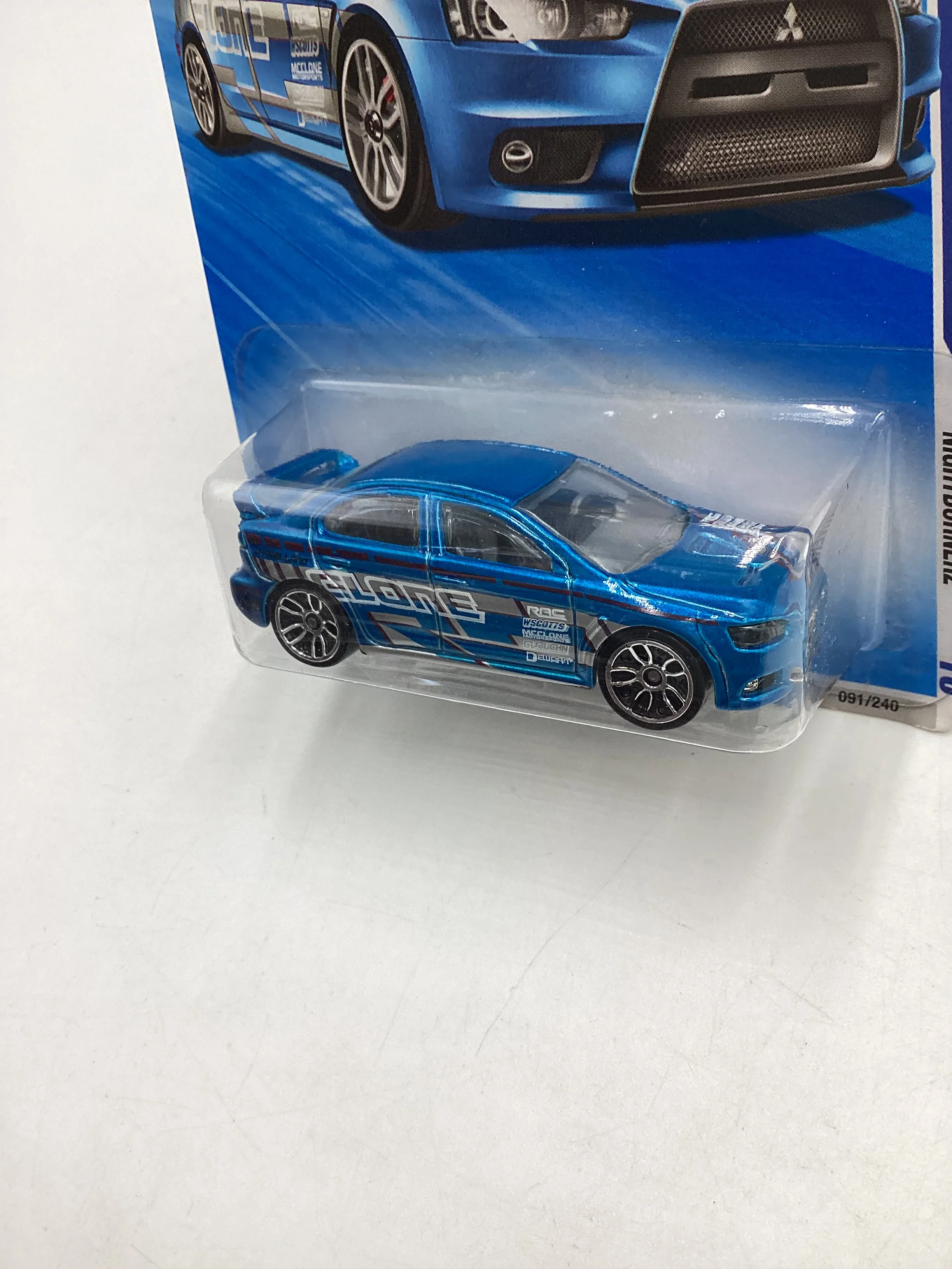 2010 Hot Wheels #091 Blue 2008 Lancer Evolution 91D - Image 4