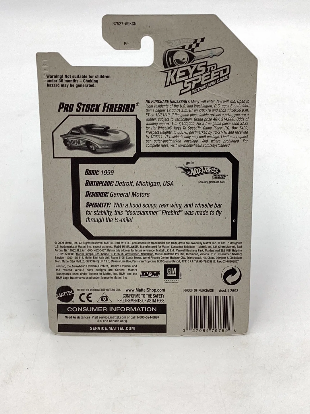 2010 Hot Wheels #102 Pro stock Firebird w/ twin mill III keychain Walmart exclusive 235G - Image 8