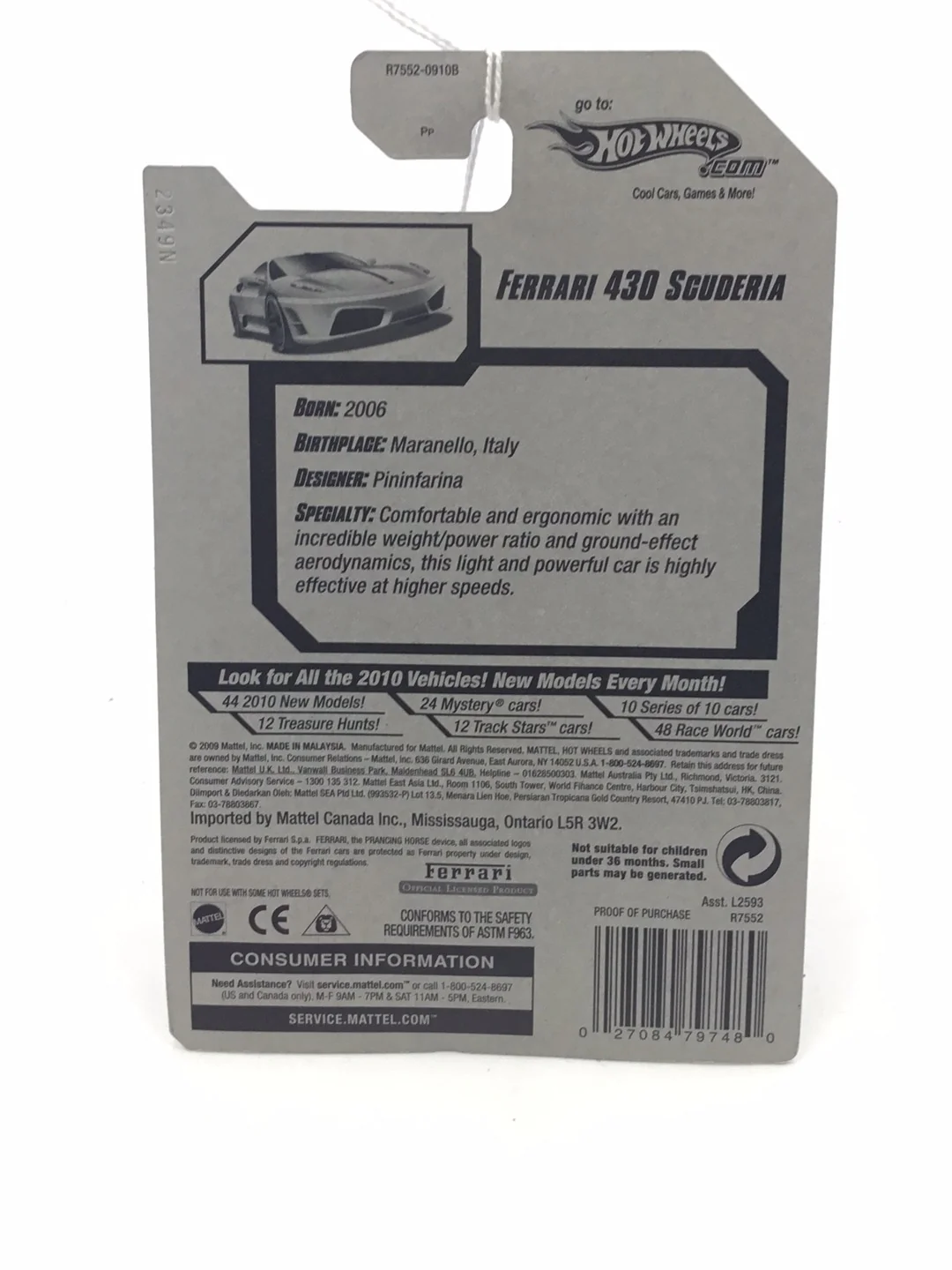 2010 Hot Wheels #127 Ferrari 430 Scuderia SS4 - Image 6