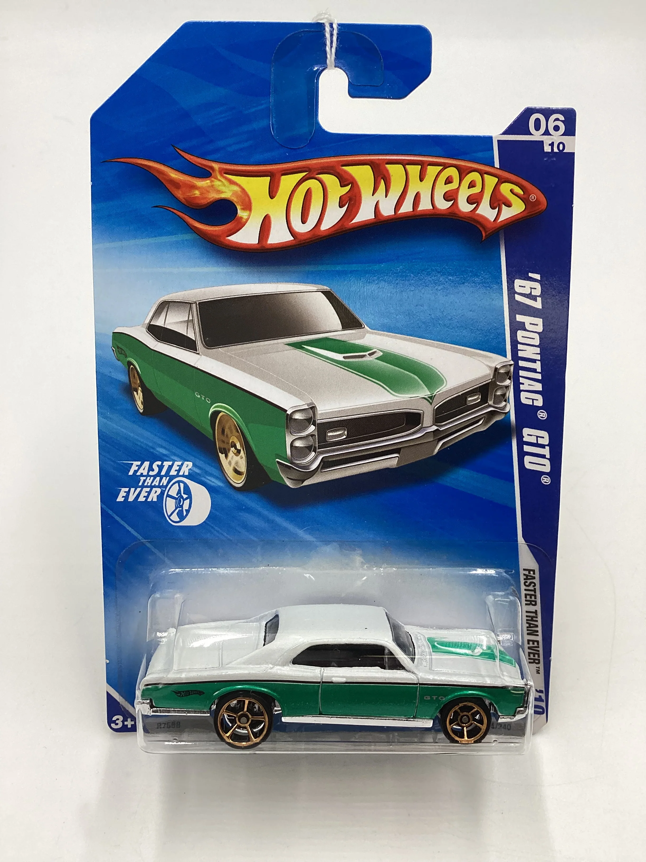 2010 Hot Wheels #134 ‘67 Pontiac GTO Green/White Faster Than Ever 59F - Image 2