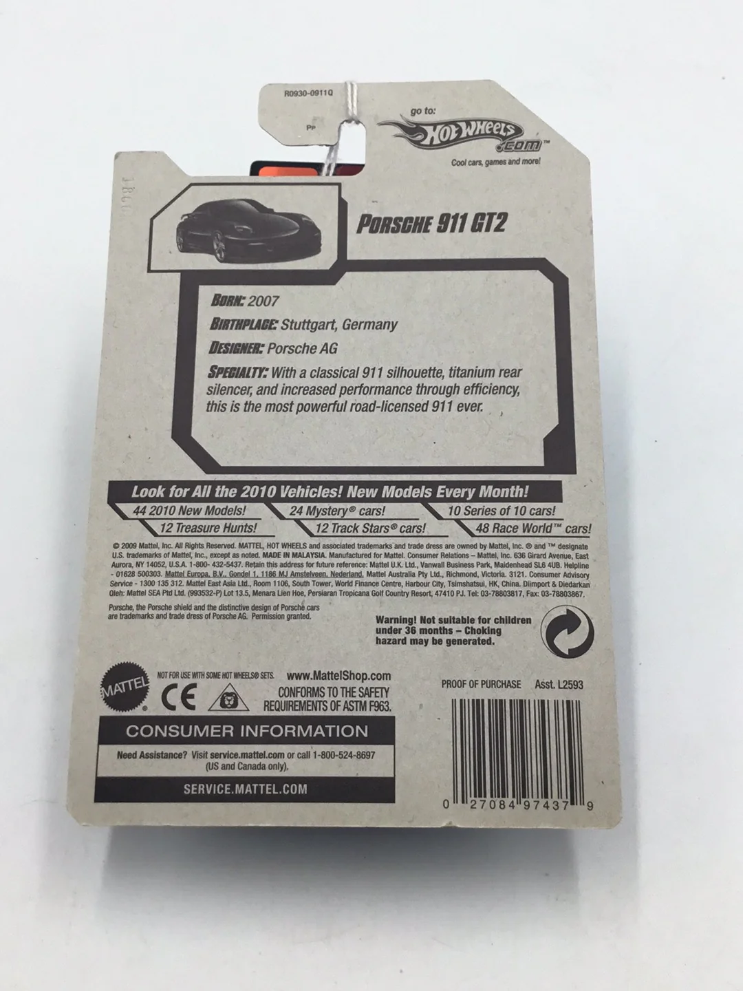 2010 Hot Wheels #14 Porsche 911 GT2 - Image 6