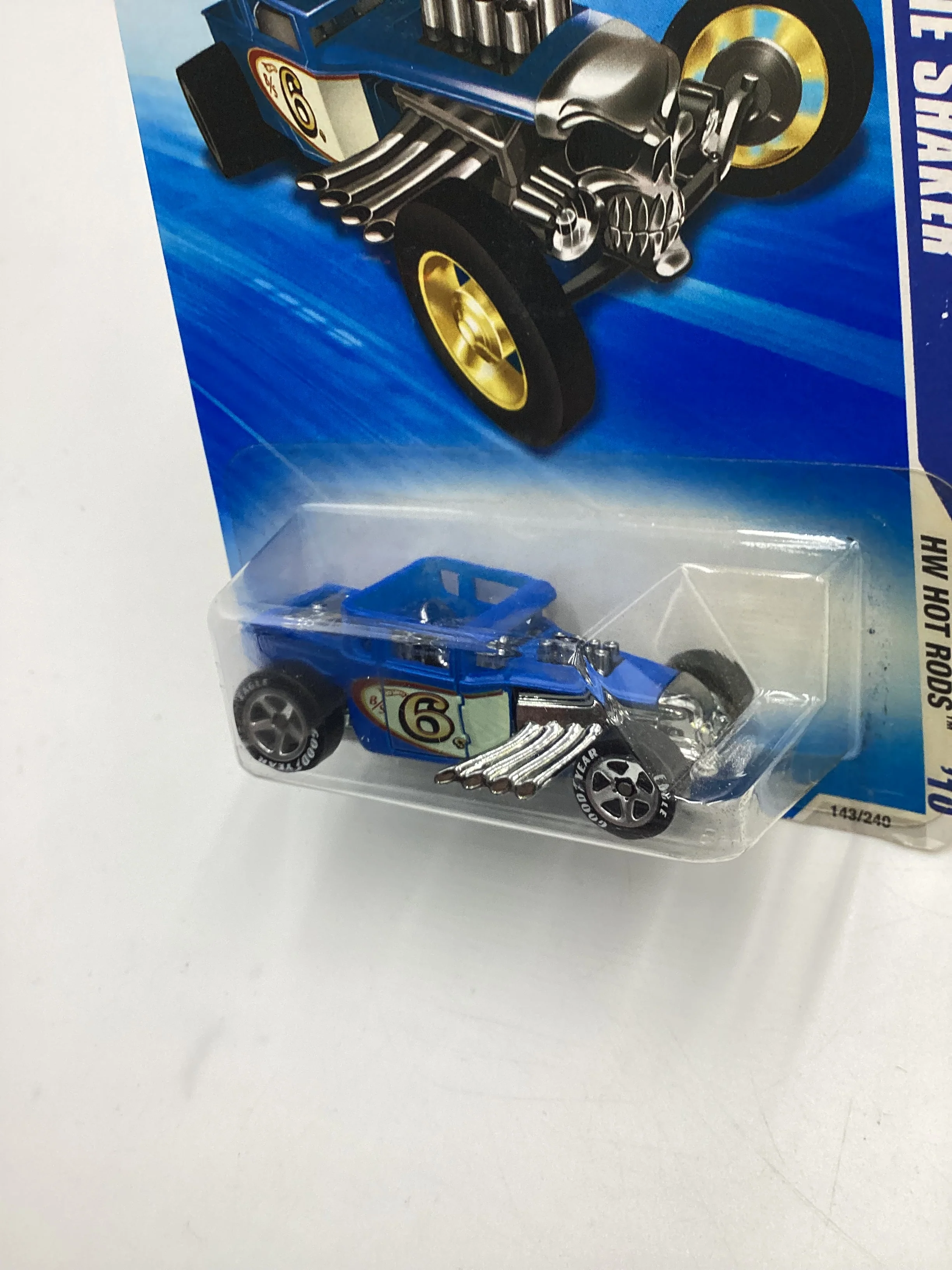 2010 Hot Wheels #143 Bone Shaker Blue Goodyear Tires Walmart Exclusive 234B - Image 4