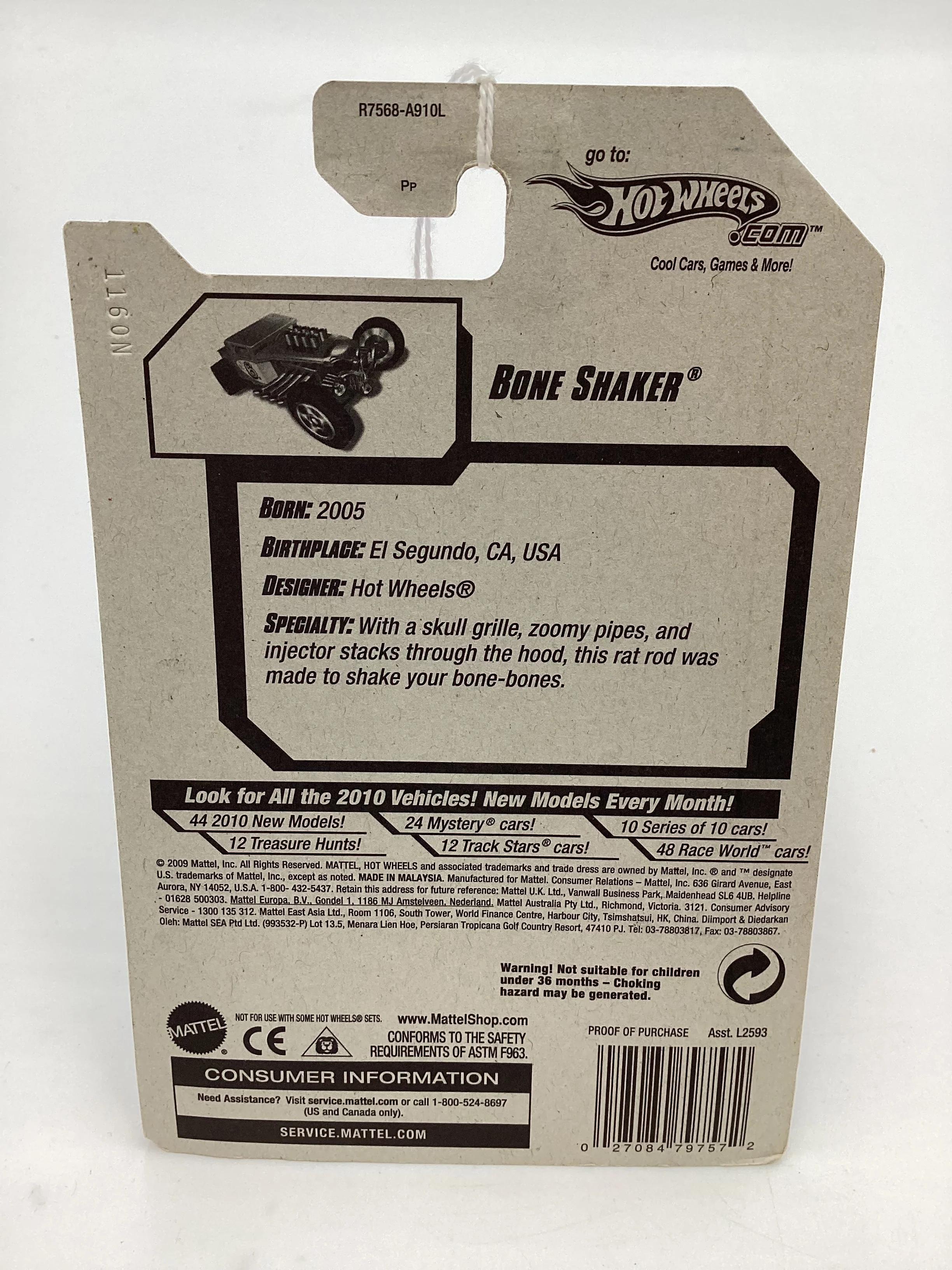 2010 Hot Wheels #143 Bone Shaker Orange 56A - Image 7