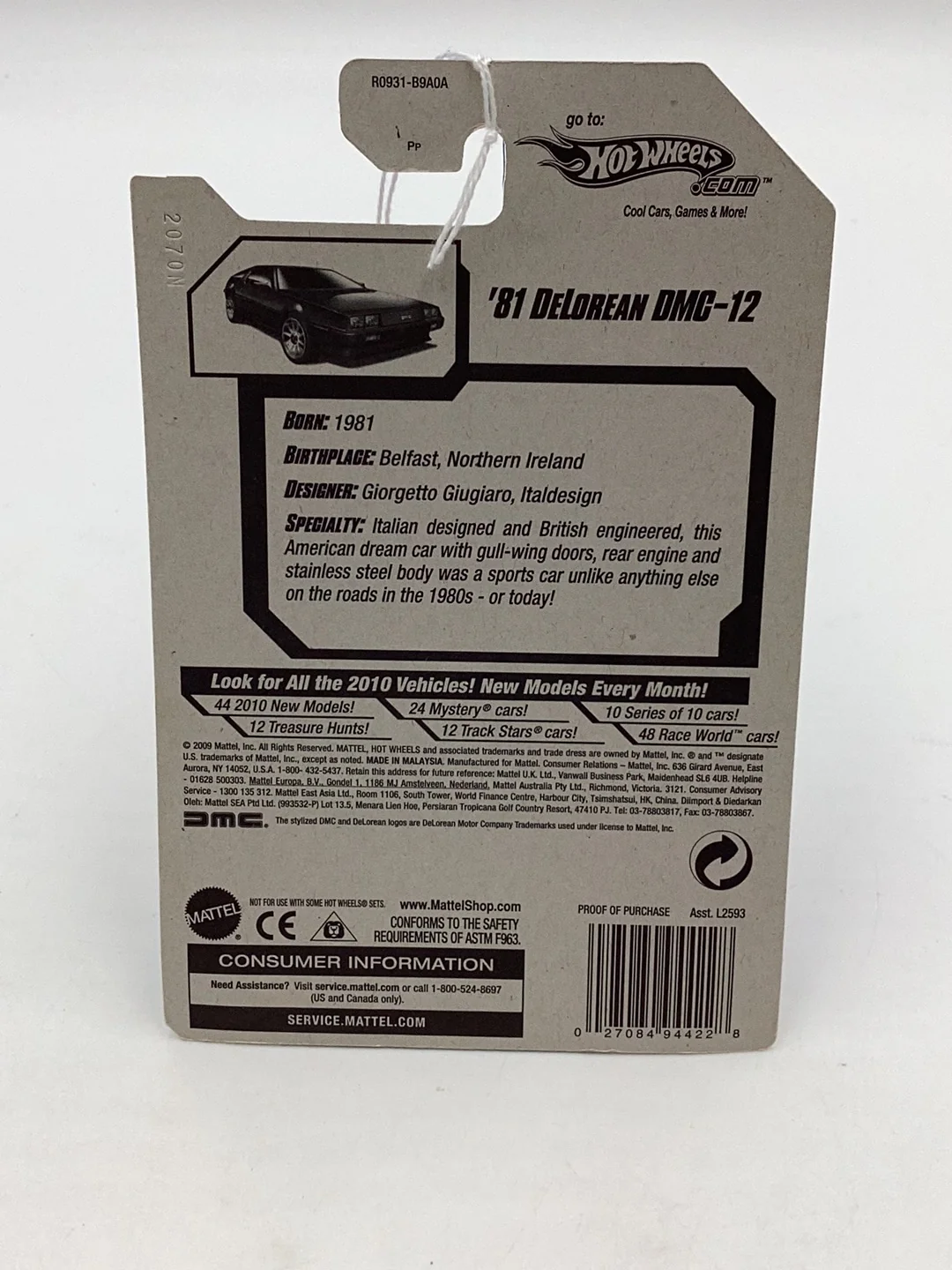 2010 Hot Wheels #15 81 DeLorean DMC-12 black 60B - Image 7