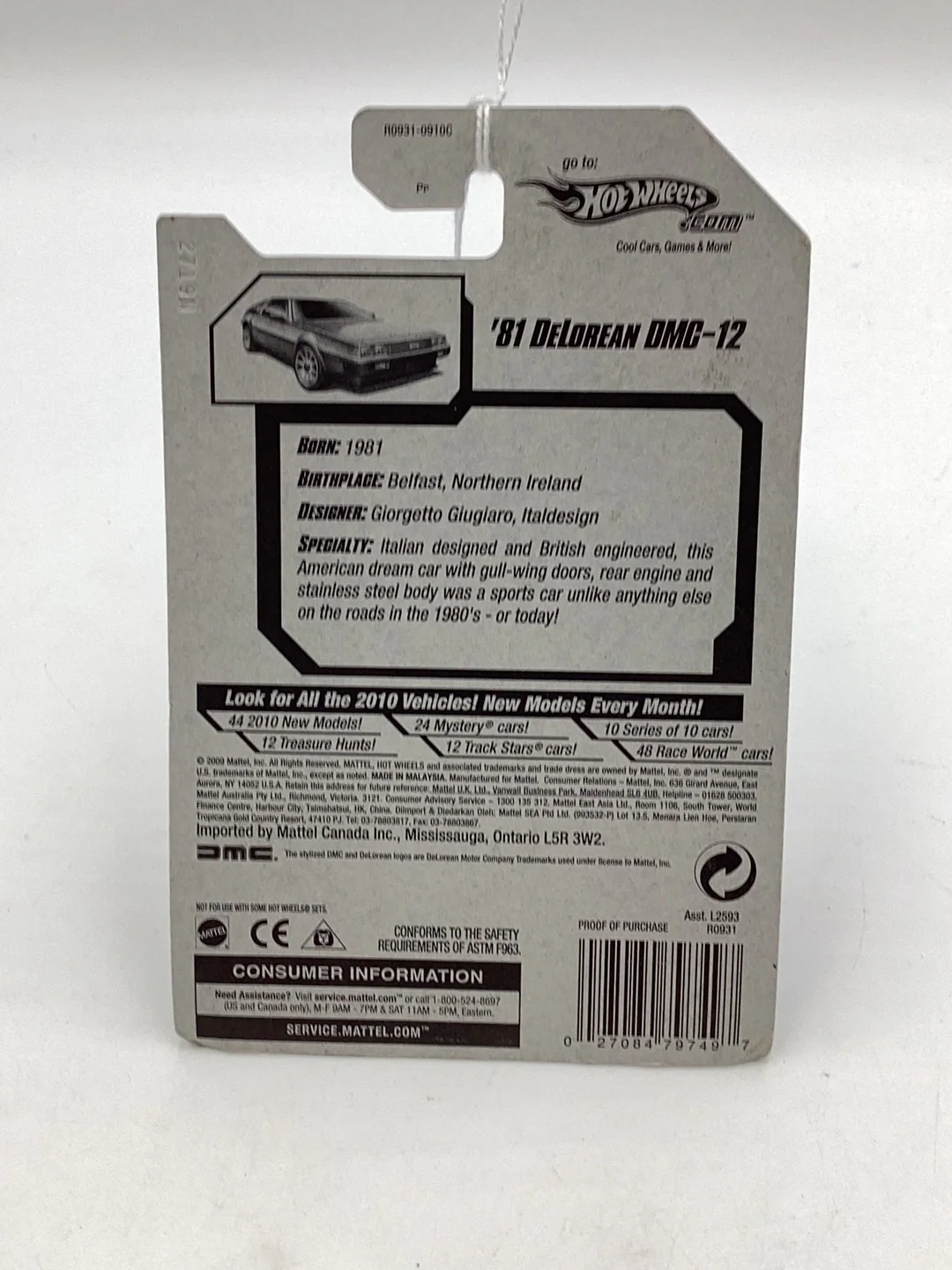 2010 Hot Wheels #15 81 DeLorean DMC-12 silver 60A - Image 7