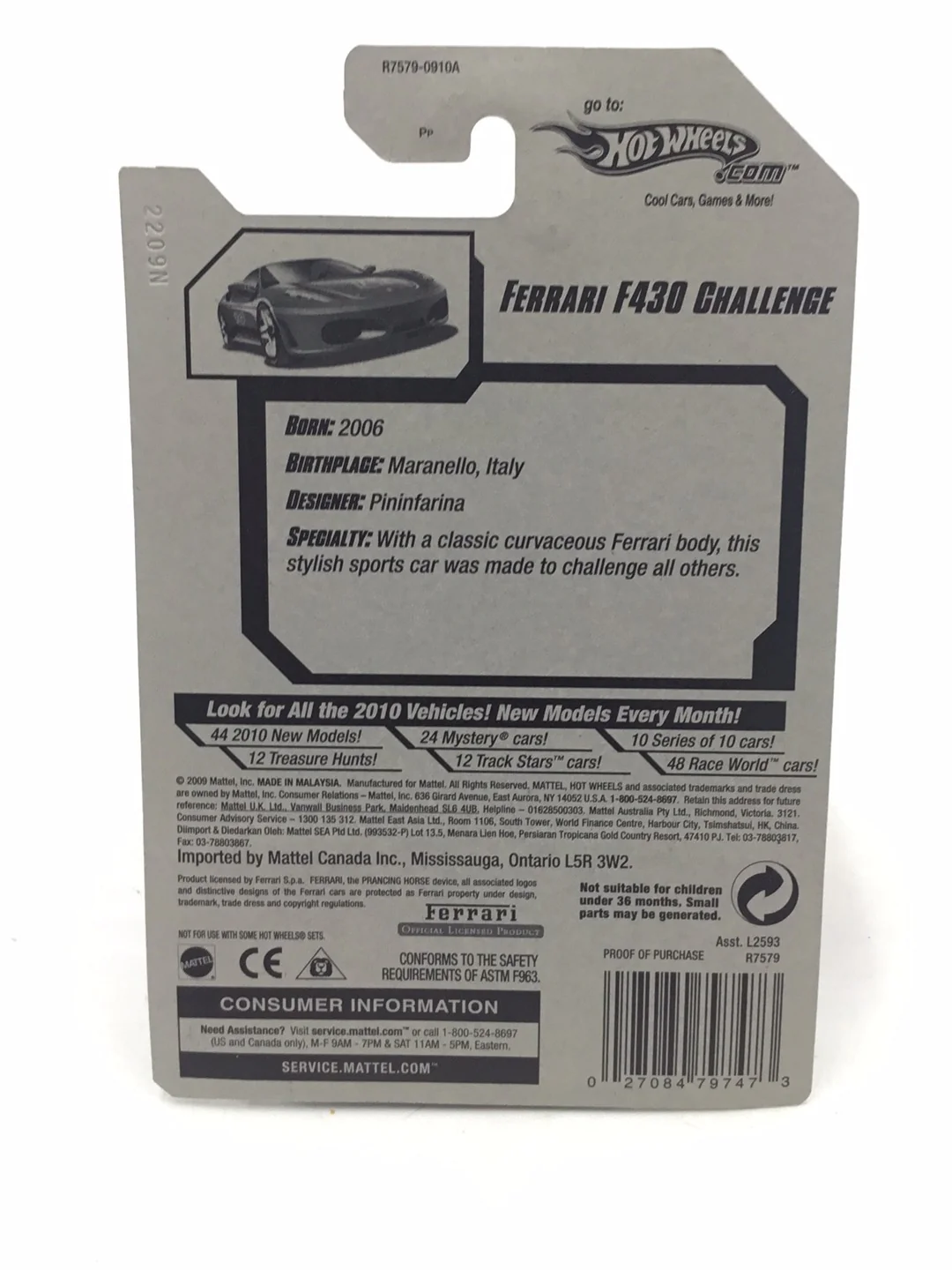 2010 Hot Wheels #154 Ferrari F430 Challenge RR5 - Image 6