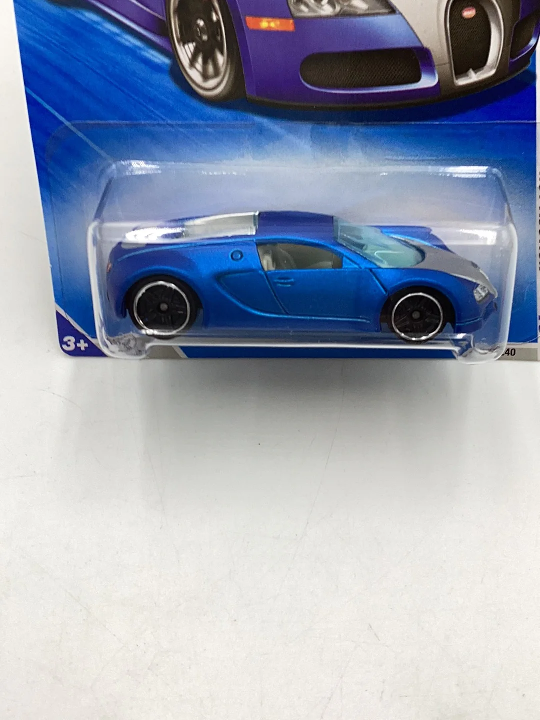2010 Hot Wheels #160 Bugatti Veyron satin blue W/Protector - Image 3