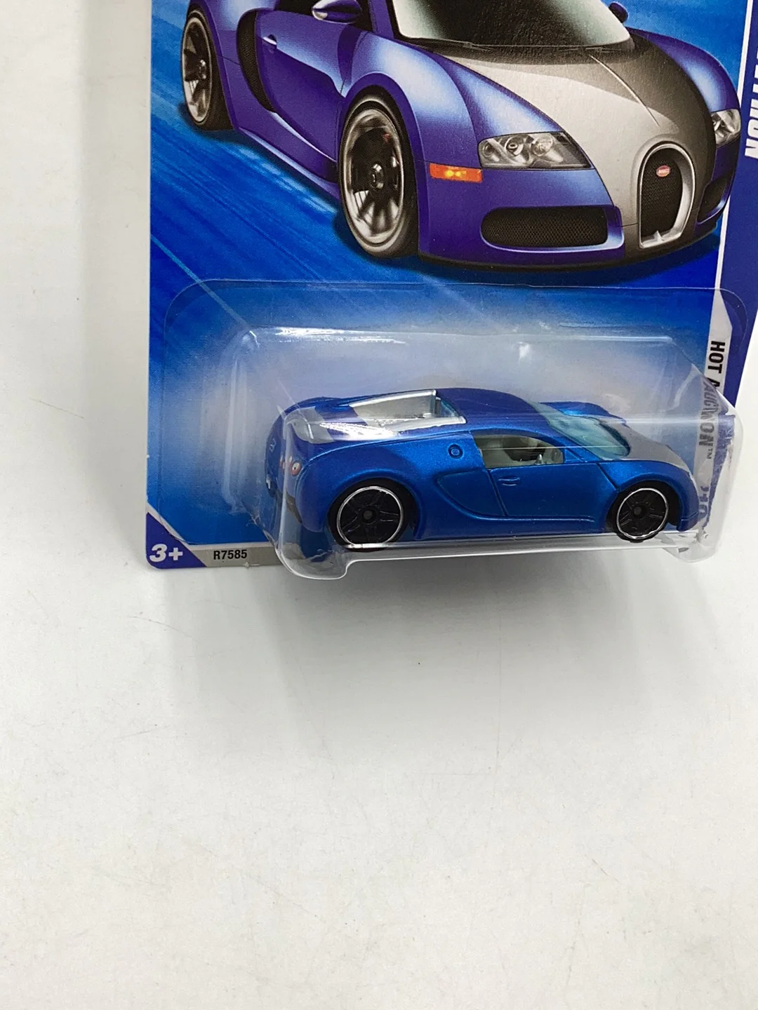 2010 Hot Wheels #160 Bugatti Veyron satin blue W/Protector - Image 4